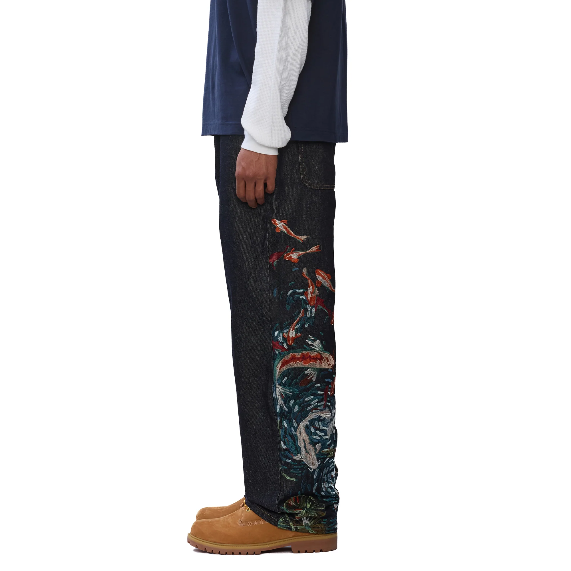 "koi pond" indigo raw Denim
