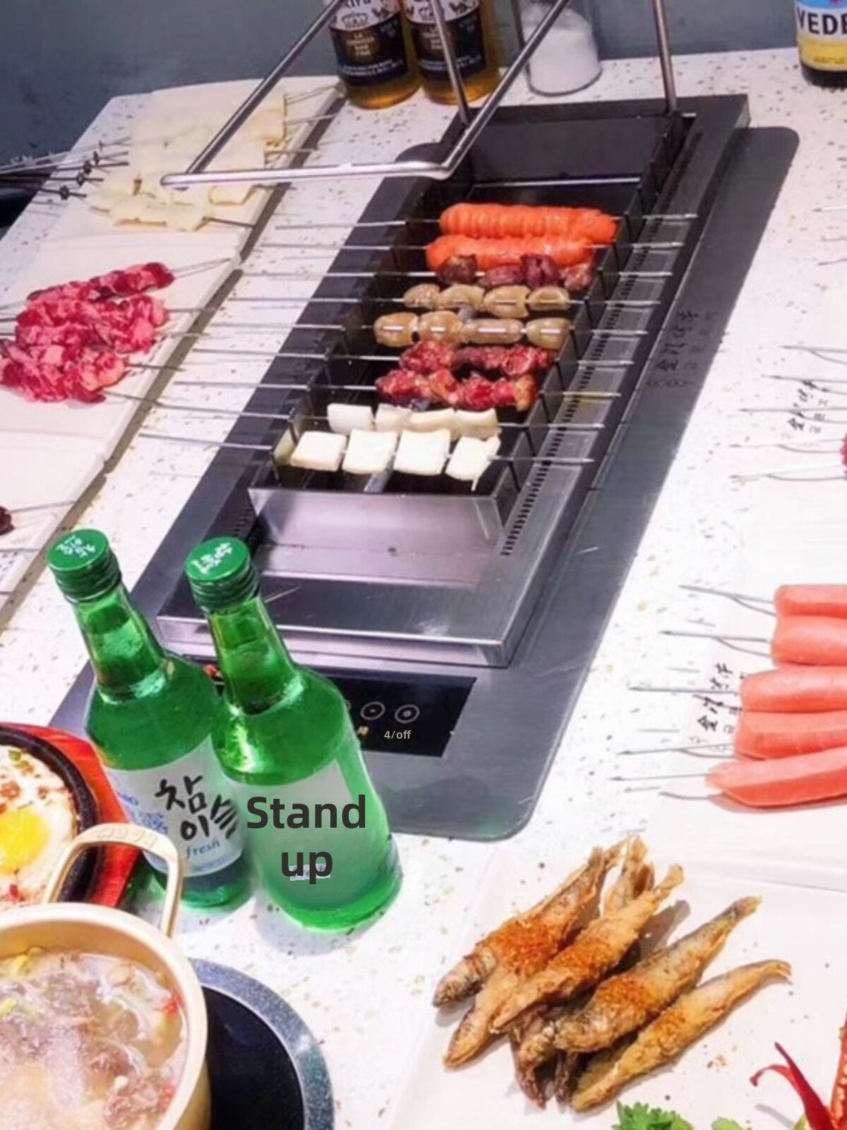Commercial Stainless Steel Electric Grill Smokeless Indoor Automatic Rotating Touch Screen Korean Style Lamb Skewer
