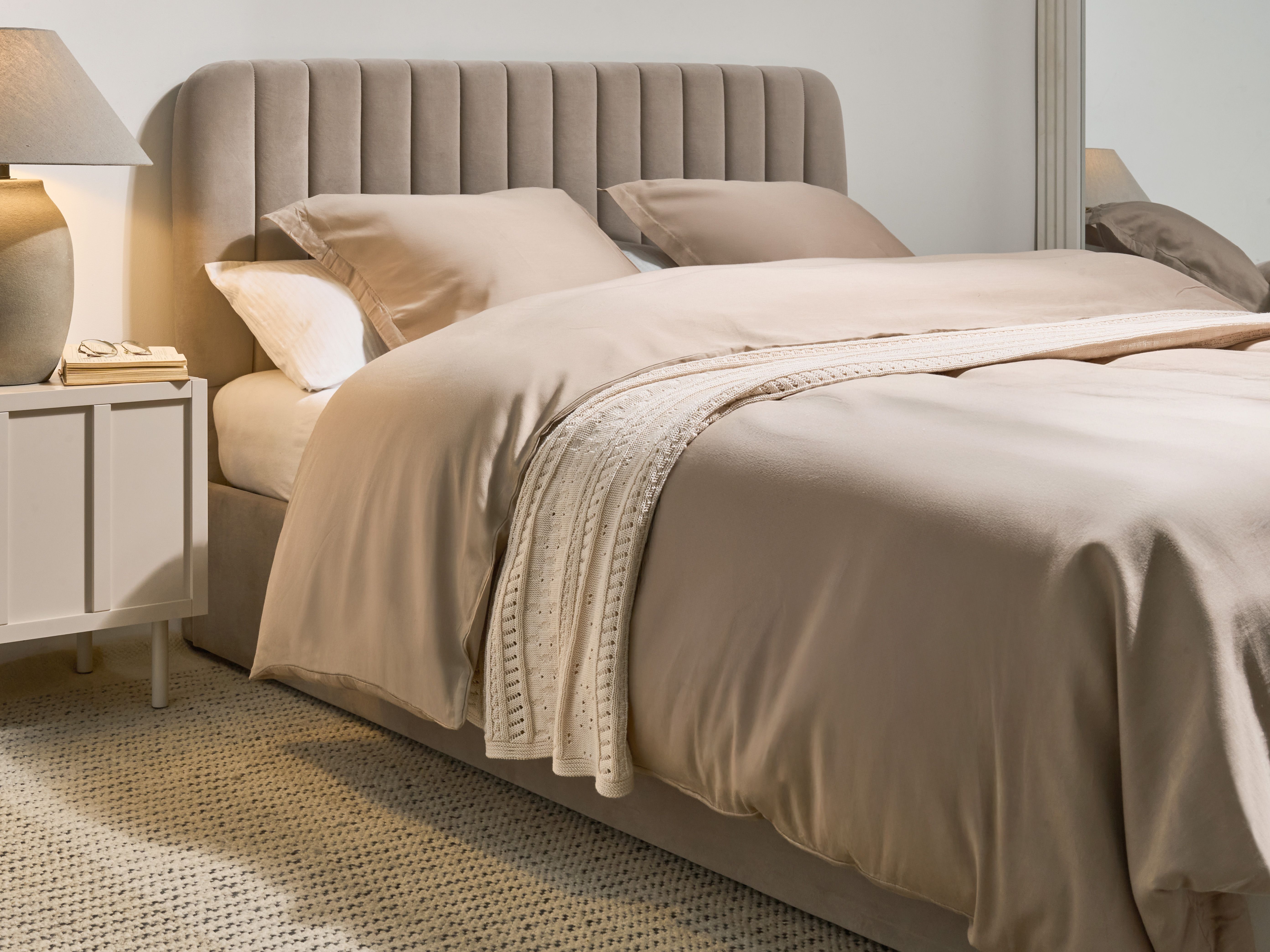 Duvet Cover Set PARKROSE Sateen Cotton 220 x 240 cm Beige