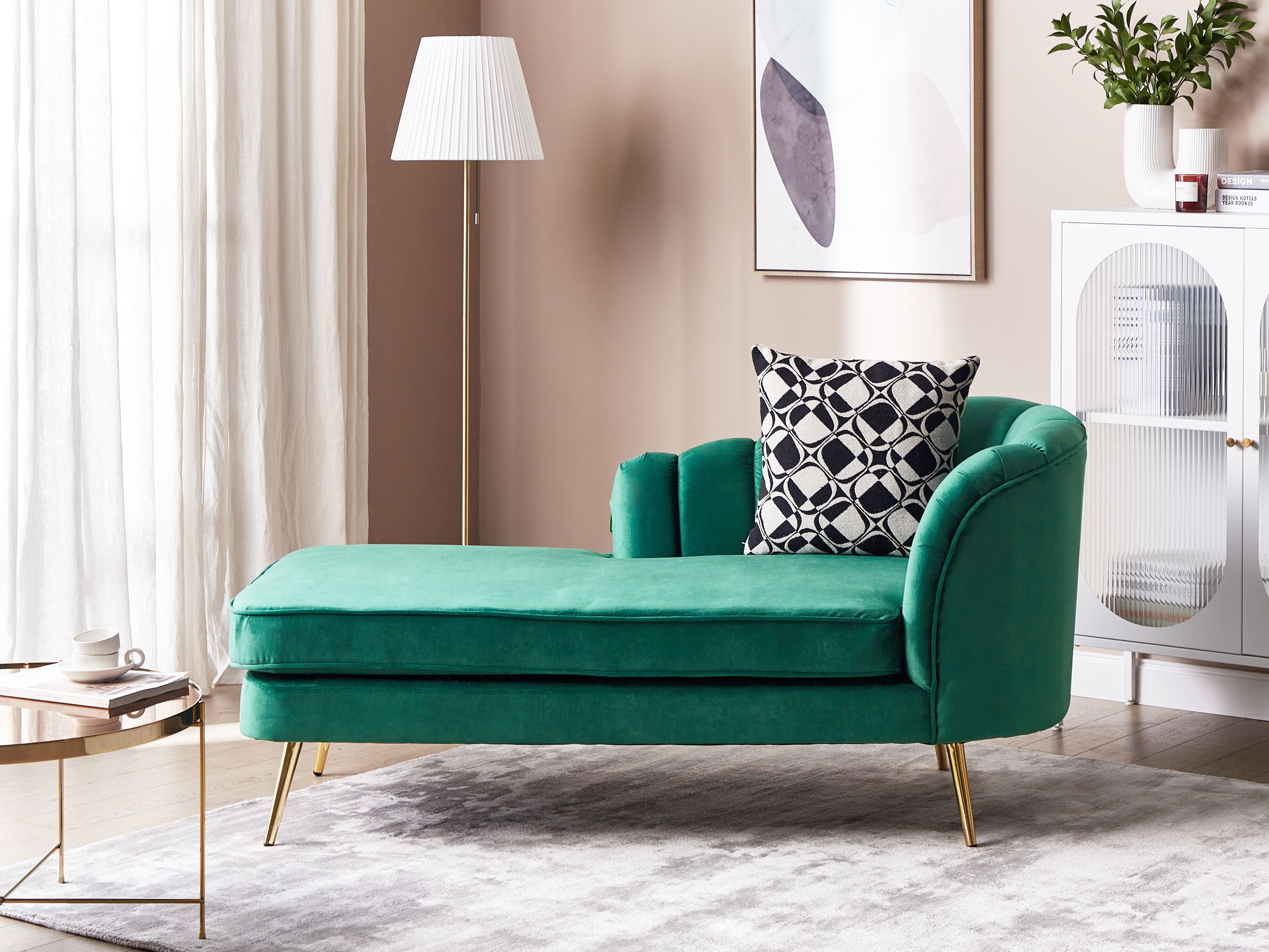 Right-Hand Chaise Lounge ALLIER Velvet Emerald Green