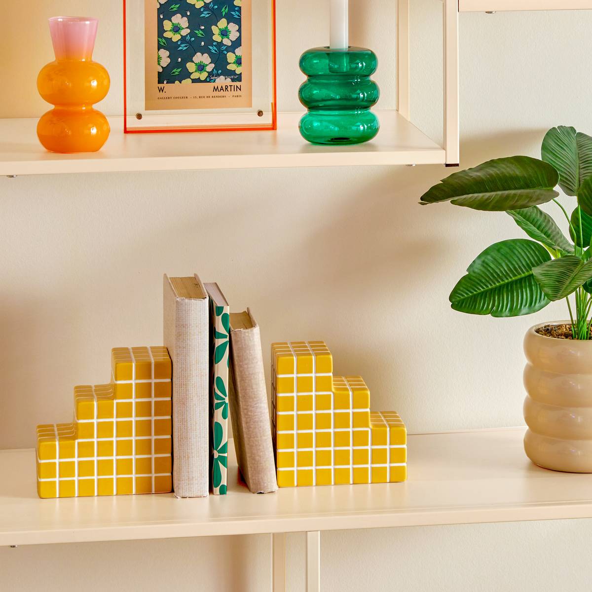 Bookends "Pool" Yellow, H.14.9 cm