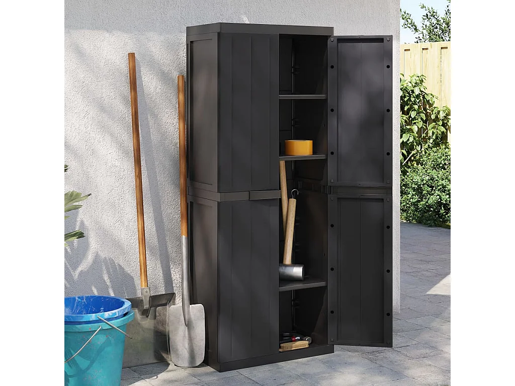 Armoire de rangement d'extérieur noir 65x37x165 PP