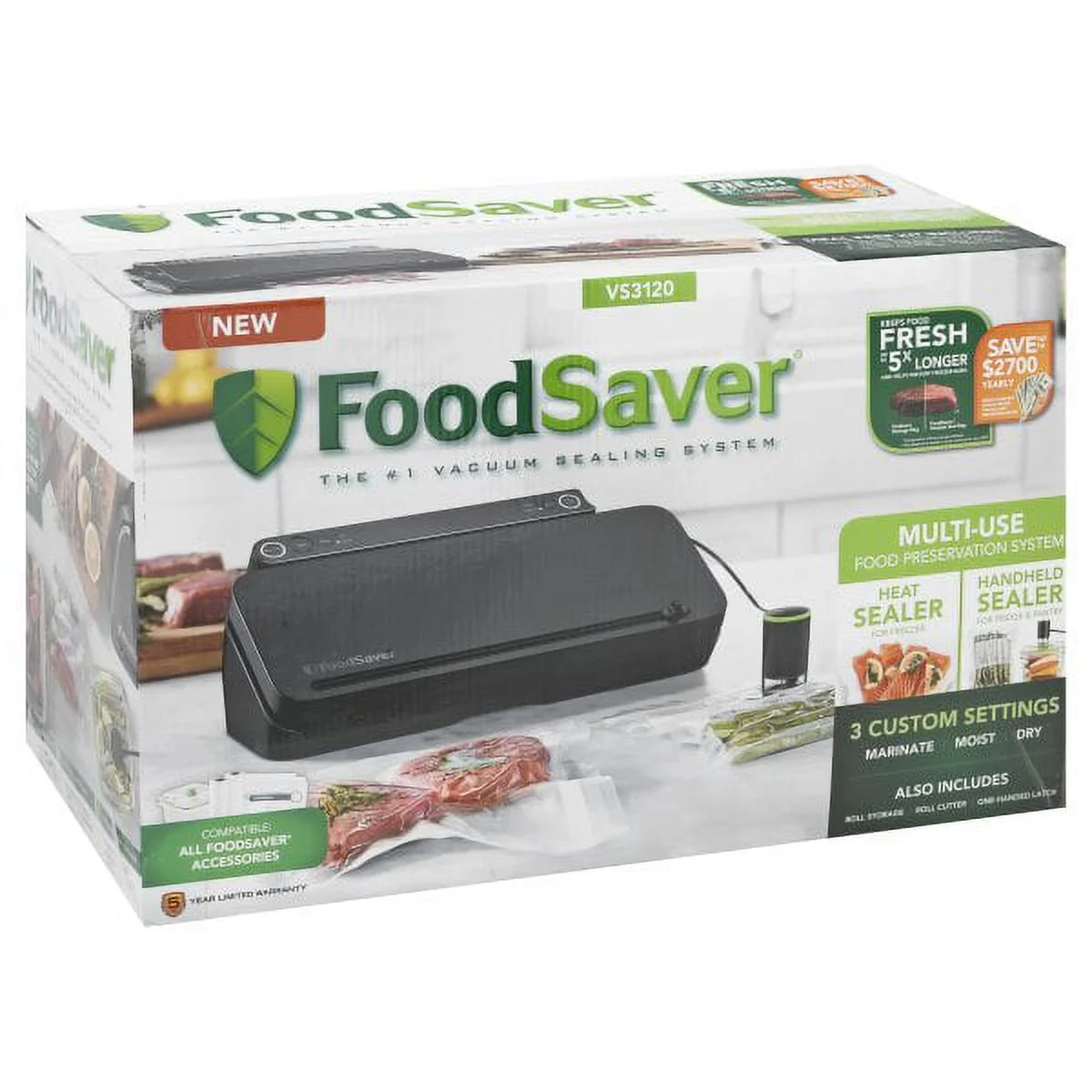 FoodSaver® Multi-Use Vacuum Sealing & Food Preservation System with Bonus Roll, Charcoal Stainless Steel