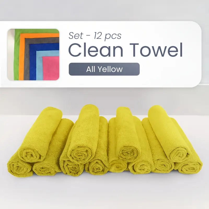 Heavy-Duty Ultra-Fine Fiber Cleaning Cloth - Highly Absorbent Lint-Free, Non-Slip Towel Square Multi-Purpose