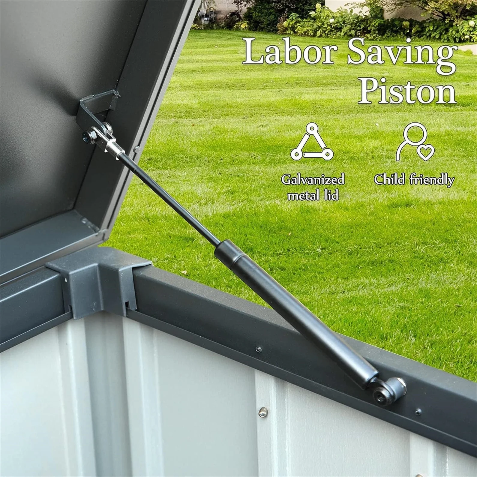 150 Gallon Outdoor Waterproof Storage Deck Box with Portable Side Handles and Moving Roller, Large Patio Storage Lockable for Outside Cushions, Throw Pillows, Garden Tools, Dark Gray