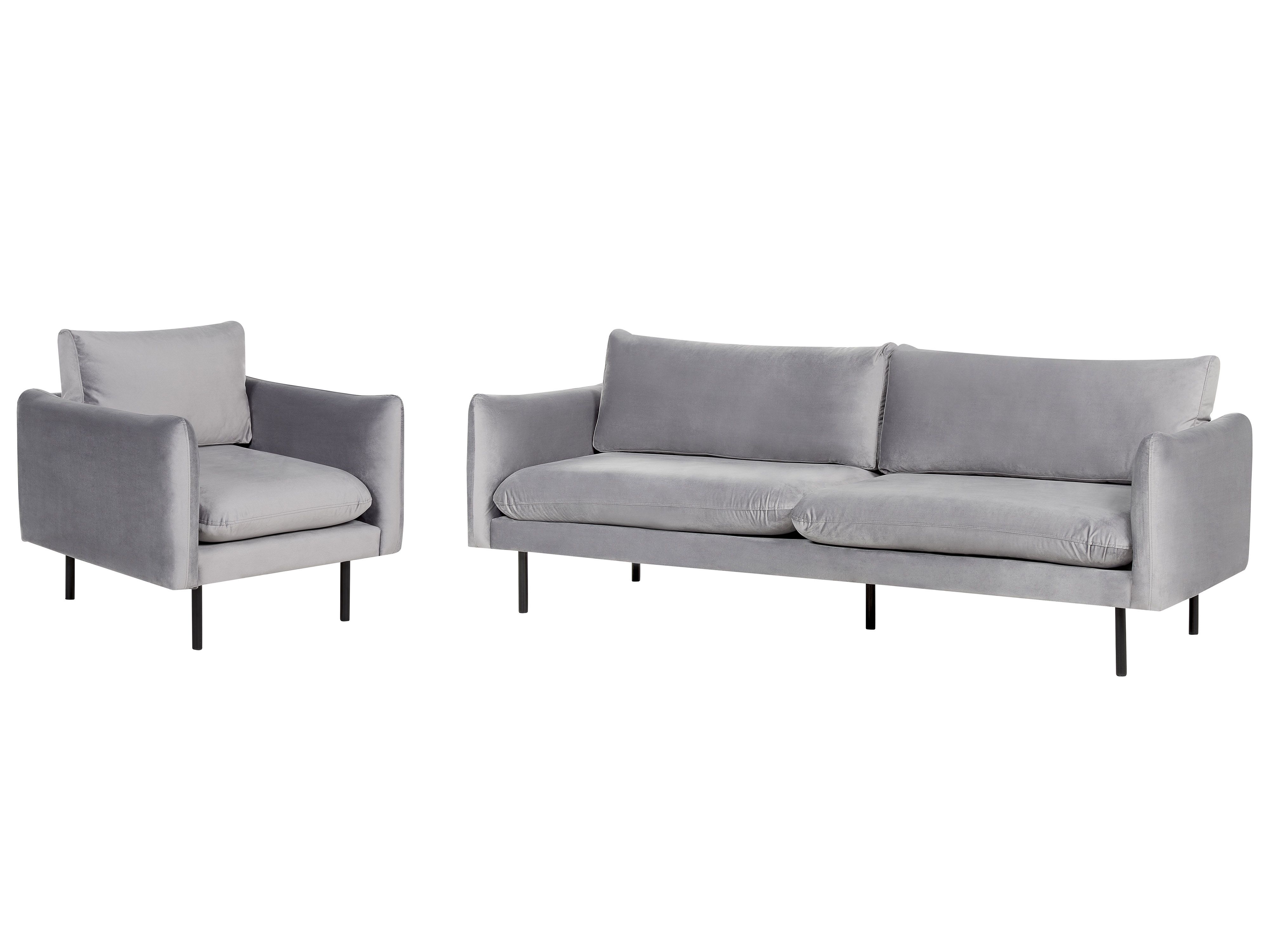 Living Room Set 4 Seater VINTERBRO Velvet Grey