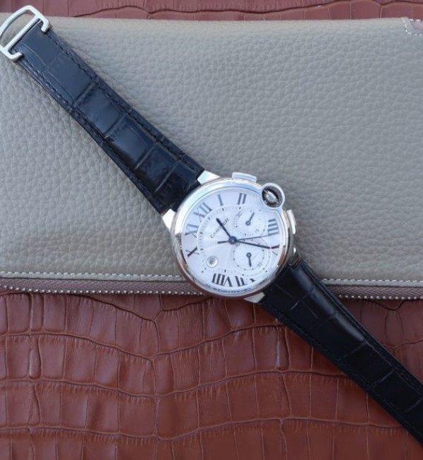 Replica Cartier Ballon Bleu De Cartier Chrono SS White Dial A8101 - Top club