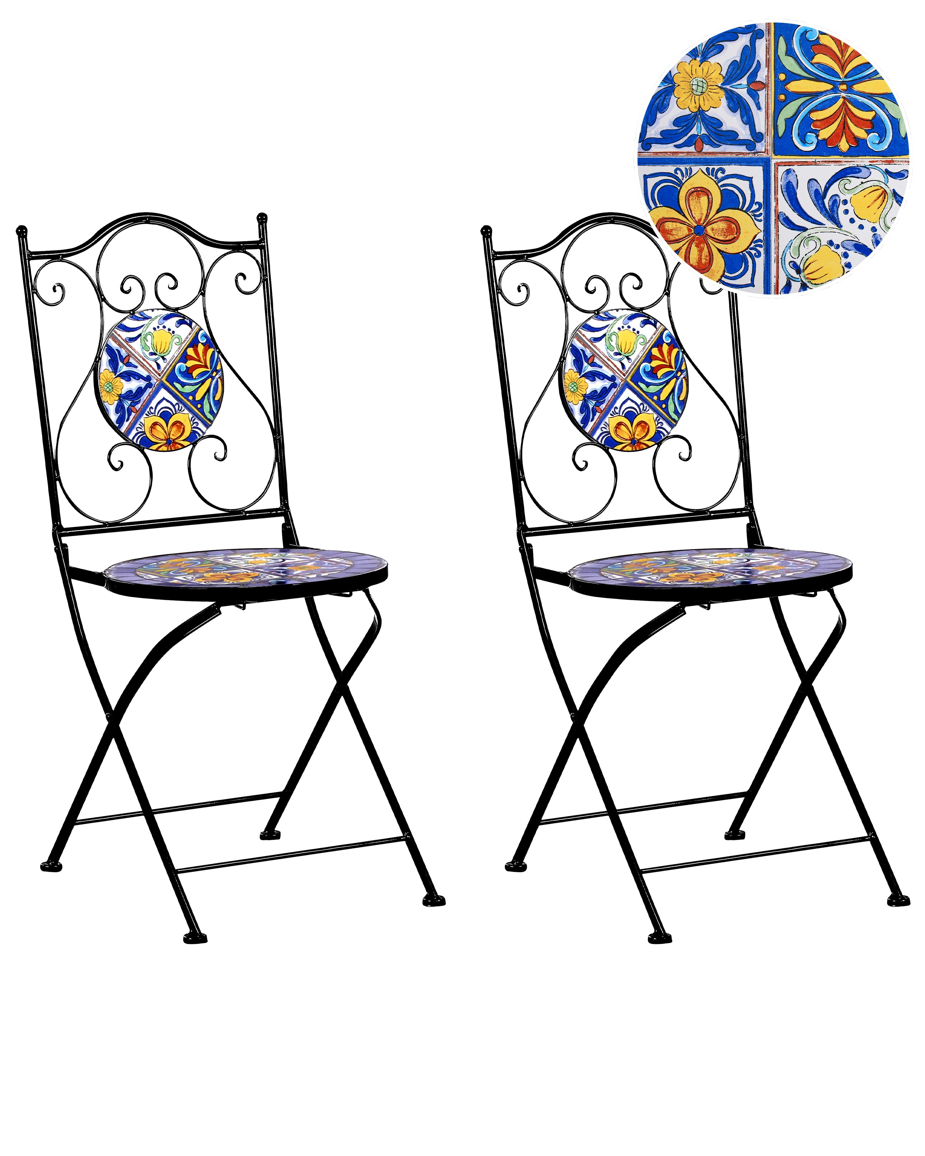 Set of 2 Garden Chairs CORIANO Folding Metal Black