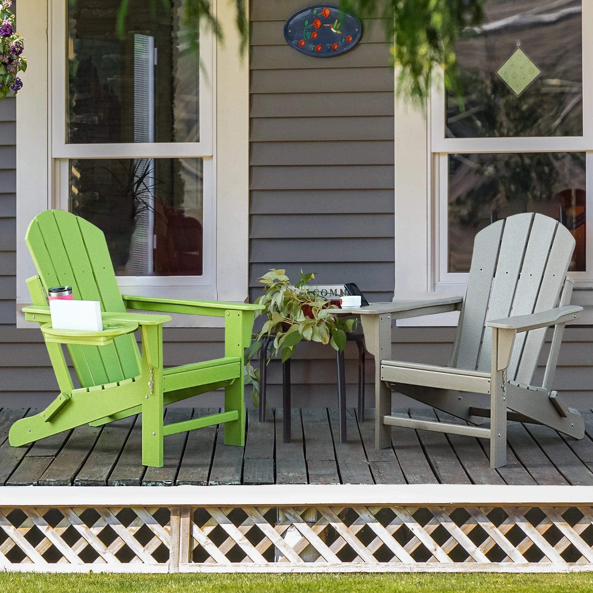 FOOWIN HDPE Plastic Adirondack Chairs Set of 4, Black - Image 97