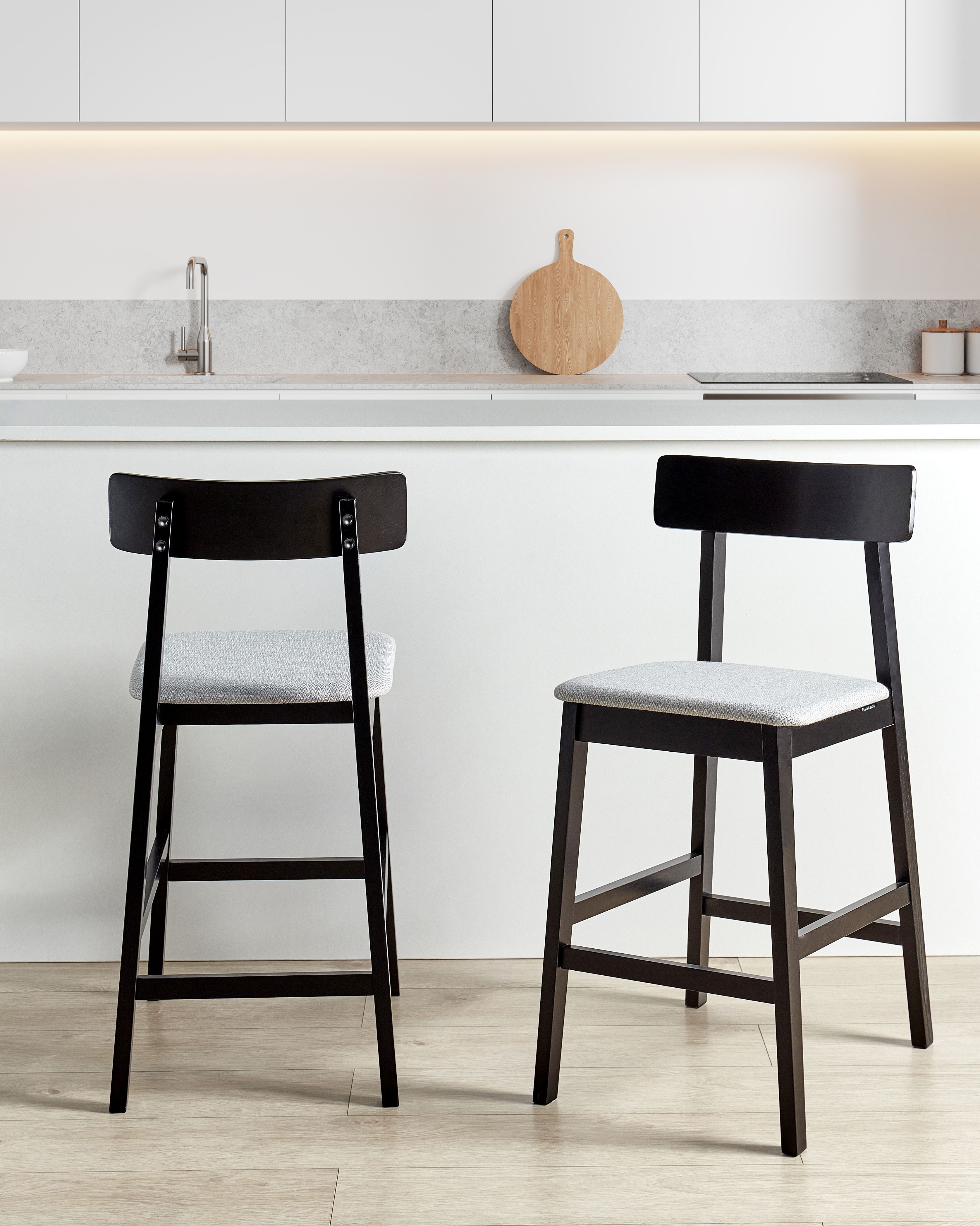 Set of 2 Bar Chairs ISANTI Wood Black/ Grey