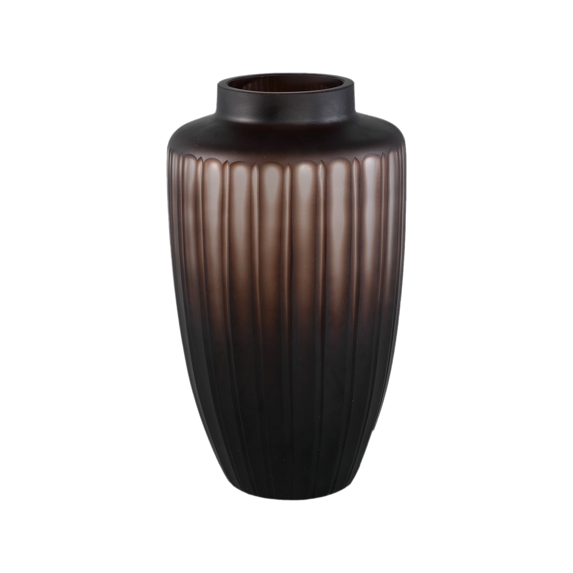 PTMD Linesa Brown Carved Glass Shaped Vase Matt S