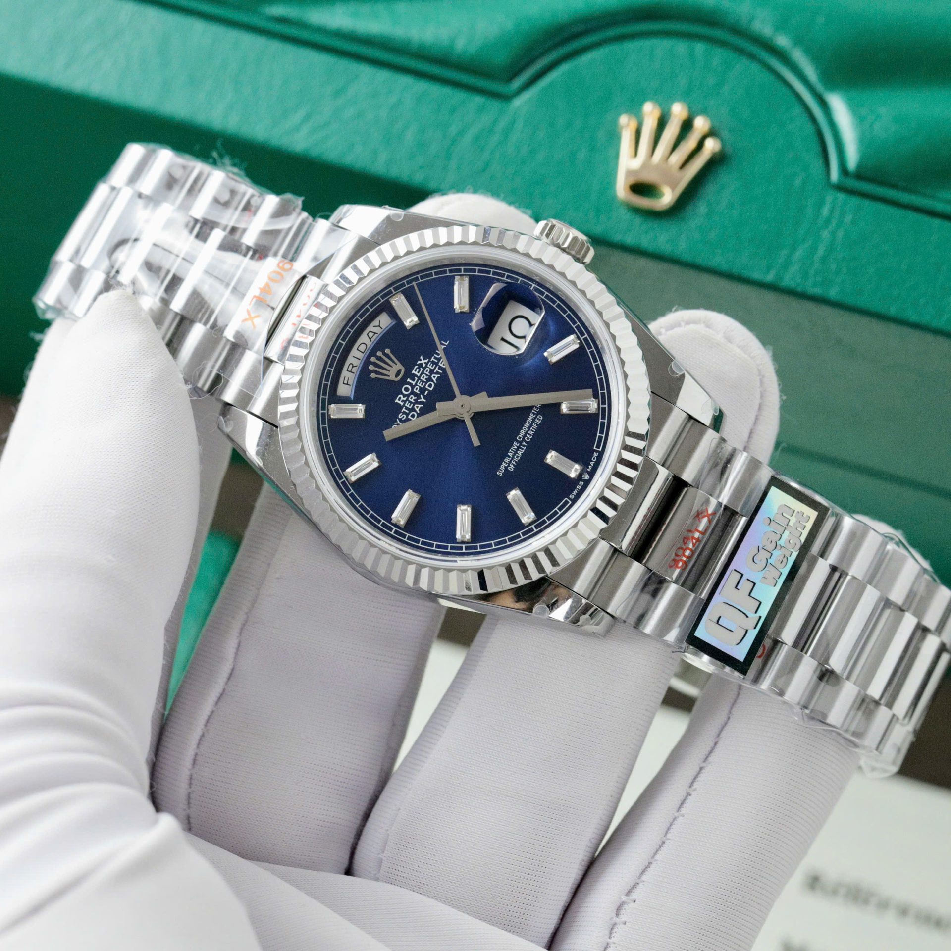 Rolex Day-Date 128236 Replica Watch Blue Dial Weight 158gram QF Factory 36mm - Top club