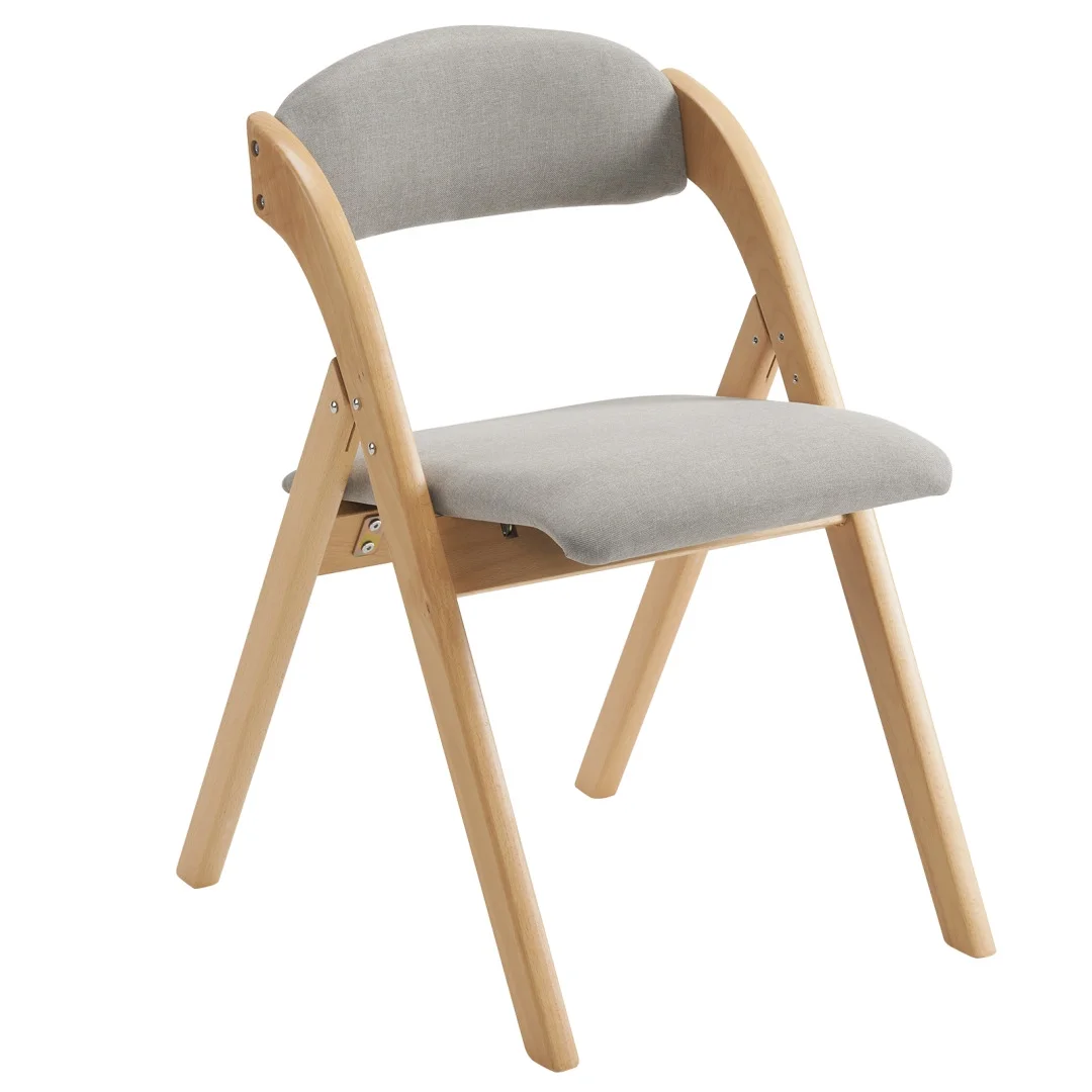 Folding Chairs 2 Pack Wooden Folding Chairs with Padded Seats and Back, Portable Stackable Dining Chairs Set of 2 Folding Chairs Ideal for Kitchen Office Wedding Party Picnic, Khaki - Image 4