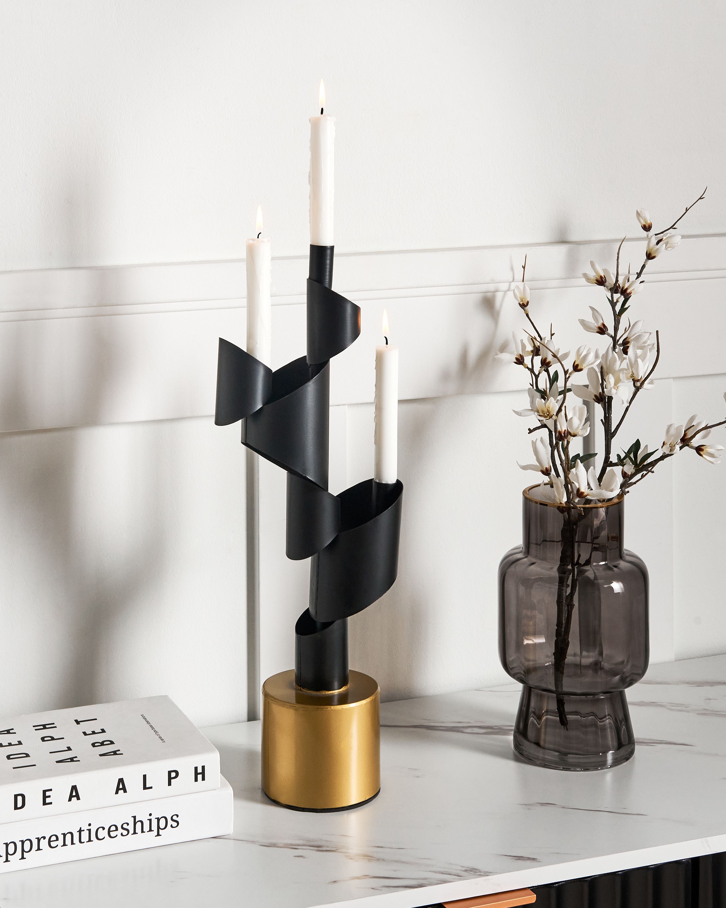 Candle Holder AMILLY Metal 51 cm Black