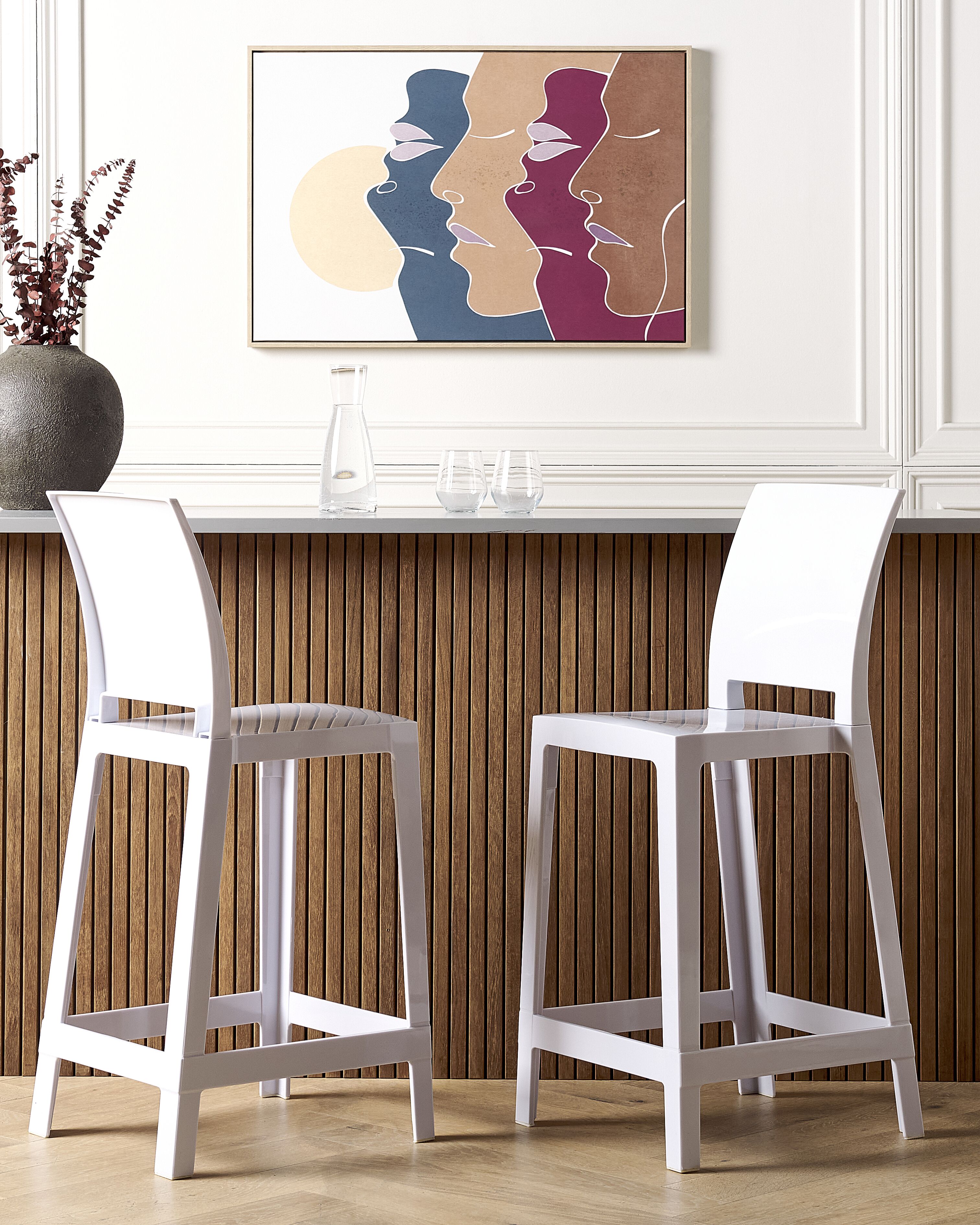 Set of 2 Bar Chairs WELLINGTON White