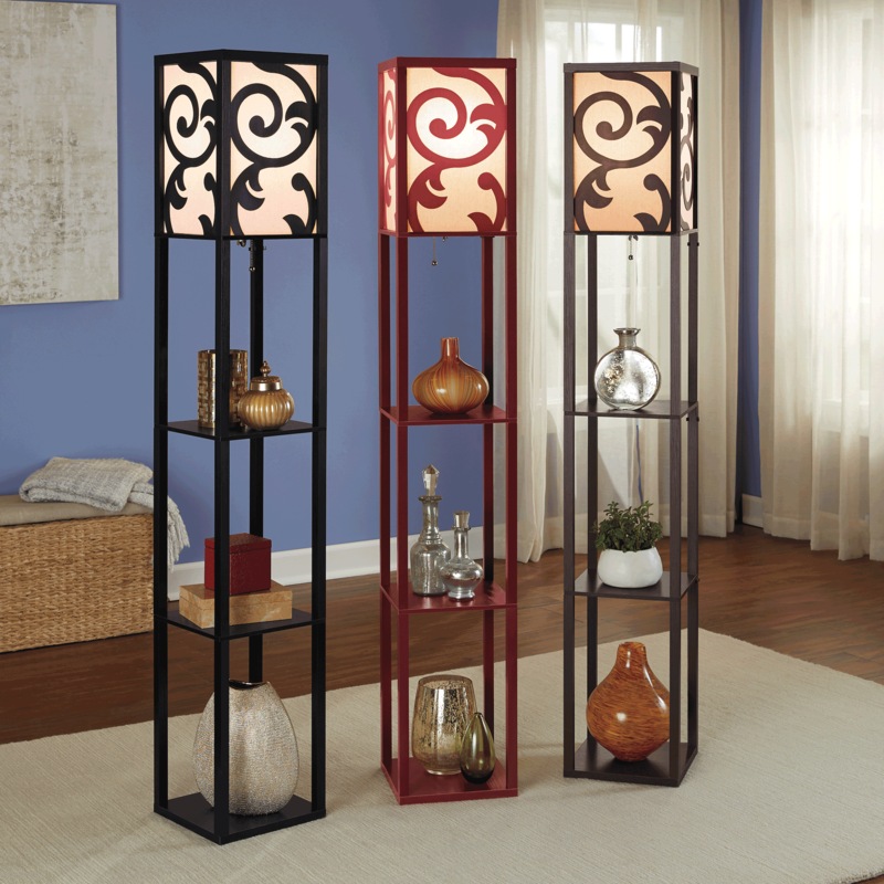 Lau Floor Lamp with Shelves - MIDNIGHT VELVET CATALOG