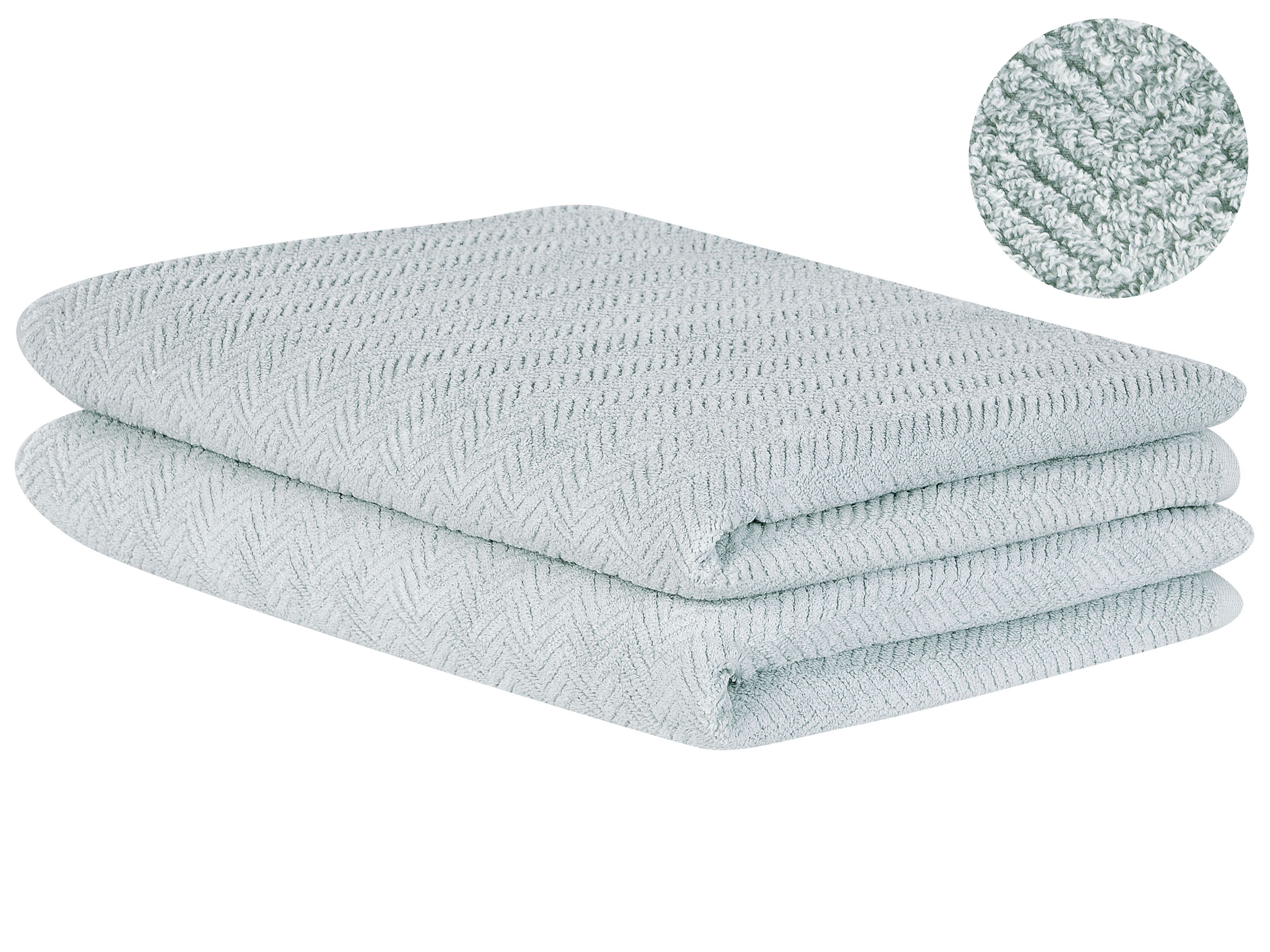 Set of 2 Towels MITIARO Terry Cotton Mint Green