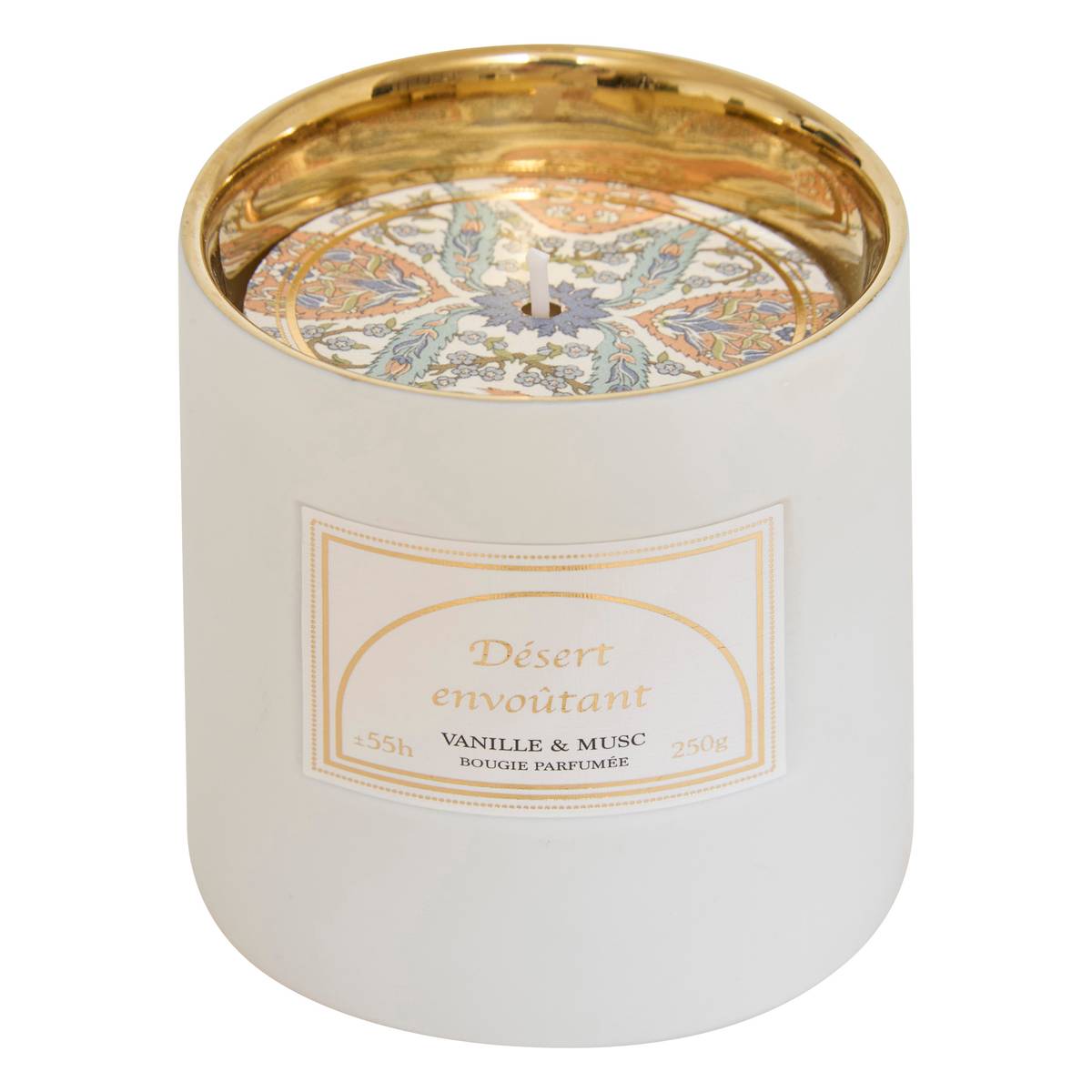 Scented Candle "Lucia" Vanilla - Musk, White, 250g