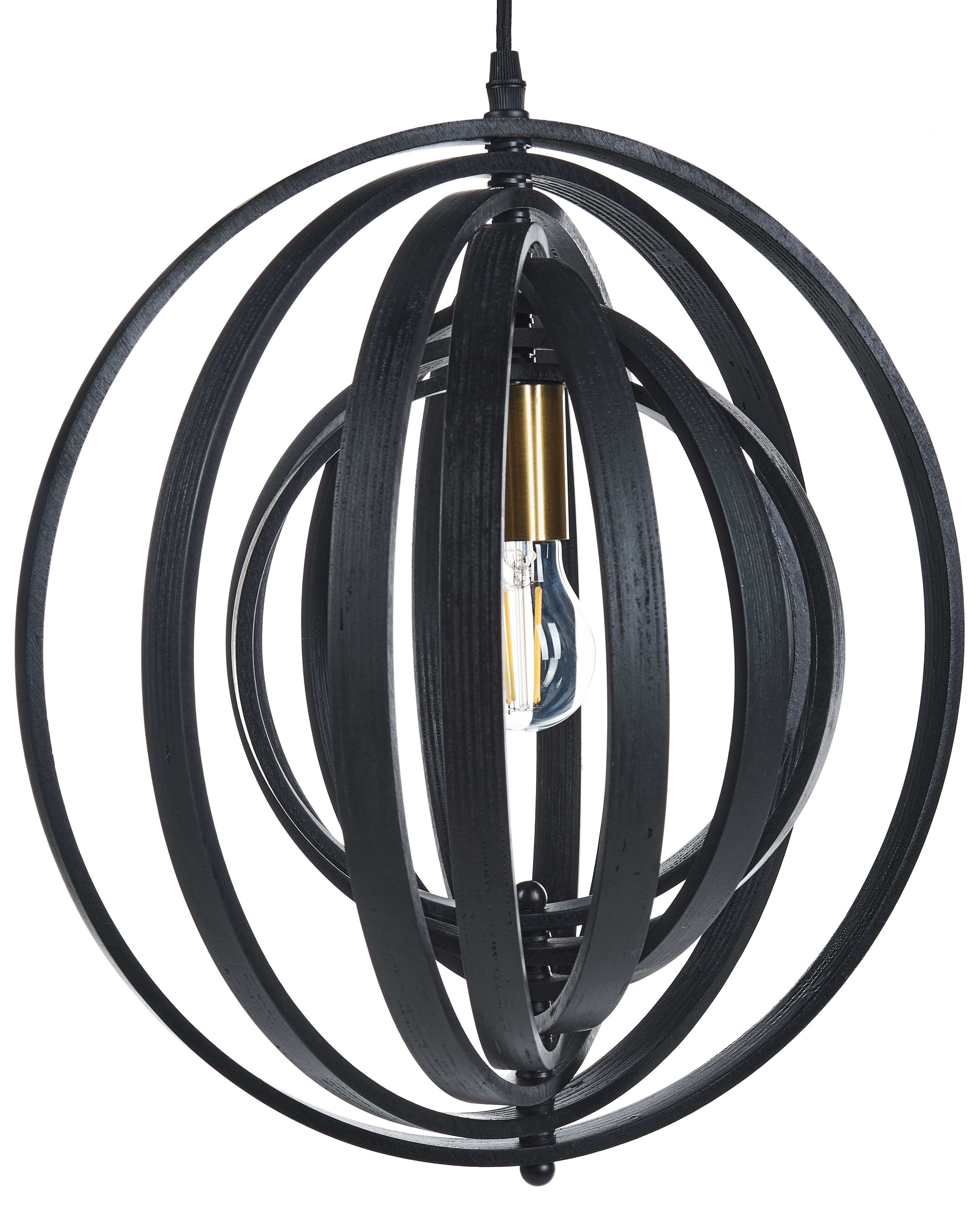 Pendant Lamp MURRELL Poplar Wood Black