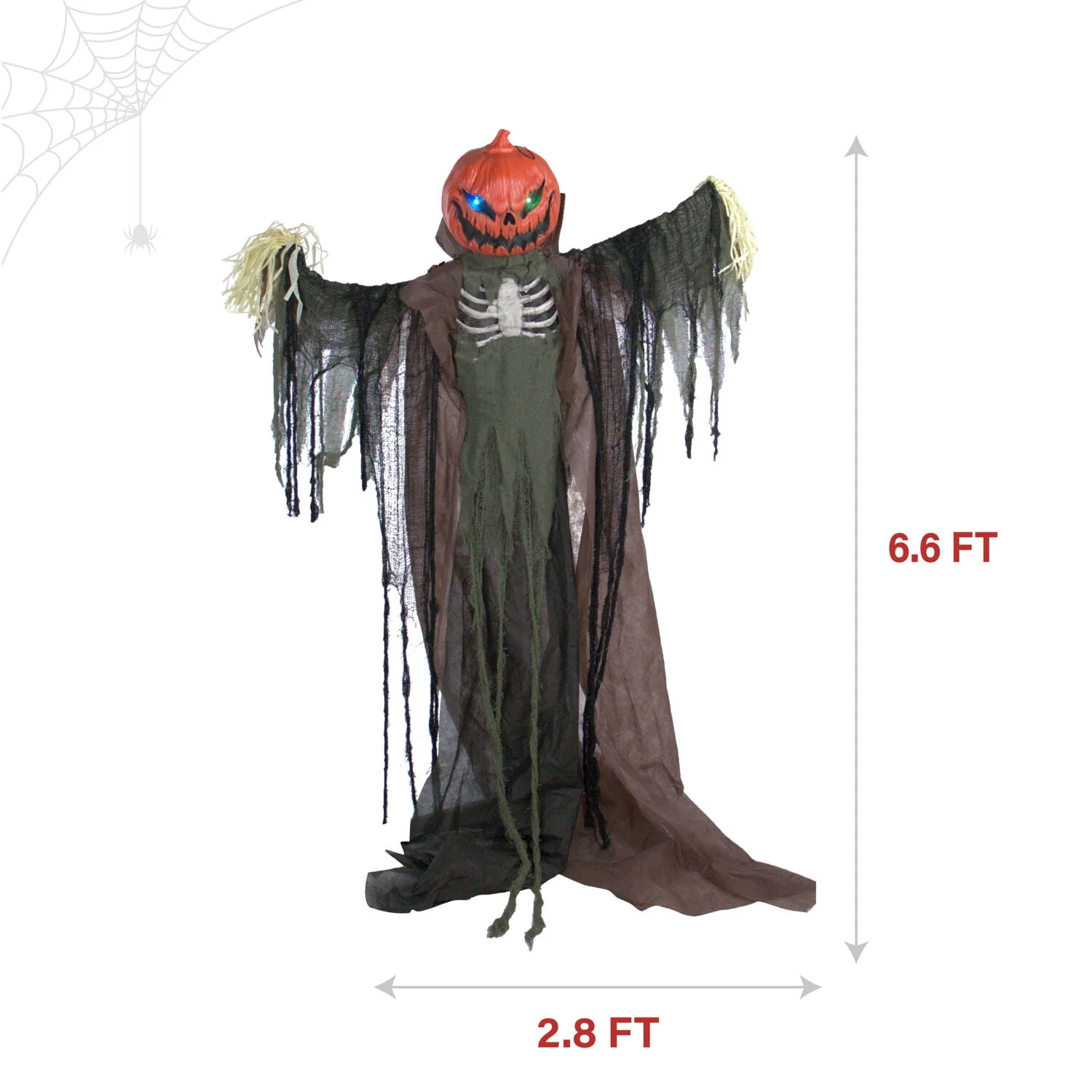 Haunted Hill Farm Life-Size Poseable 6.7-Ft. Pumpkin Scarecrow with Lights and Sound, Indoor or Covered Outdoor Halloween Decoration - Image 2 Haunted Hill Farm Life-Size Poseable 6.7-Ft. Pumpkin Scarecrow with Lights and Sound, Indoor or Covered Outdoor Halloween Decoration - Image 2