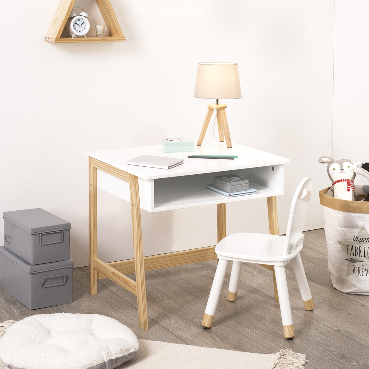 Ensemble bureau   chaise enfant "Douceur" 1 bureau et 1 chaise, Blanc