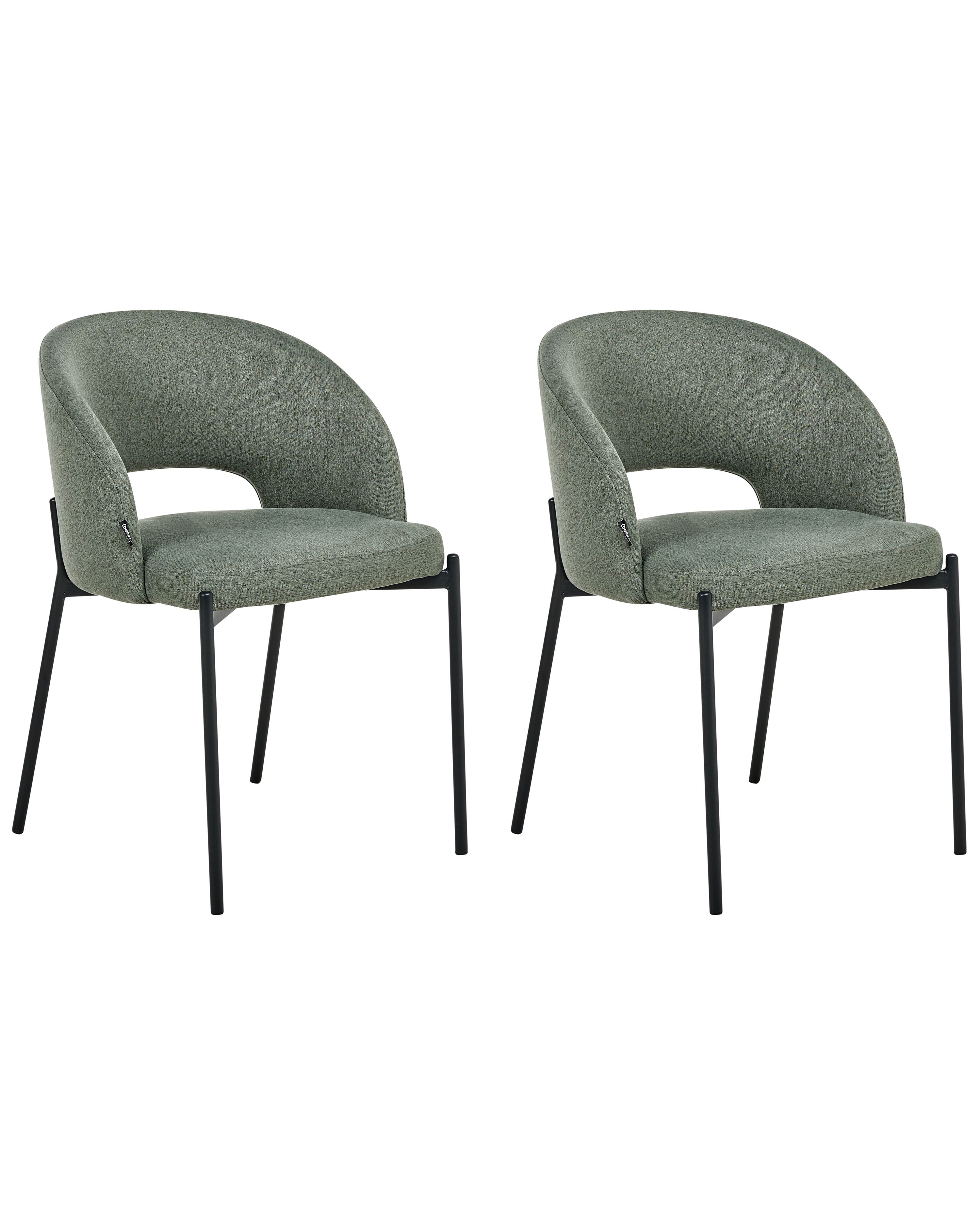 Set of 2 Dining Chairs PENNY Fabric Dark Green