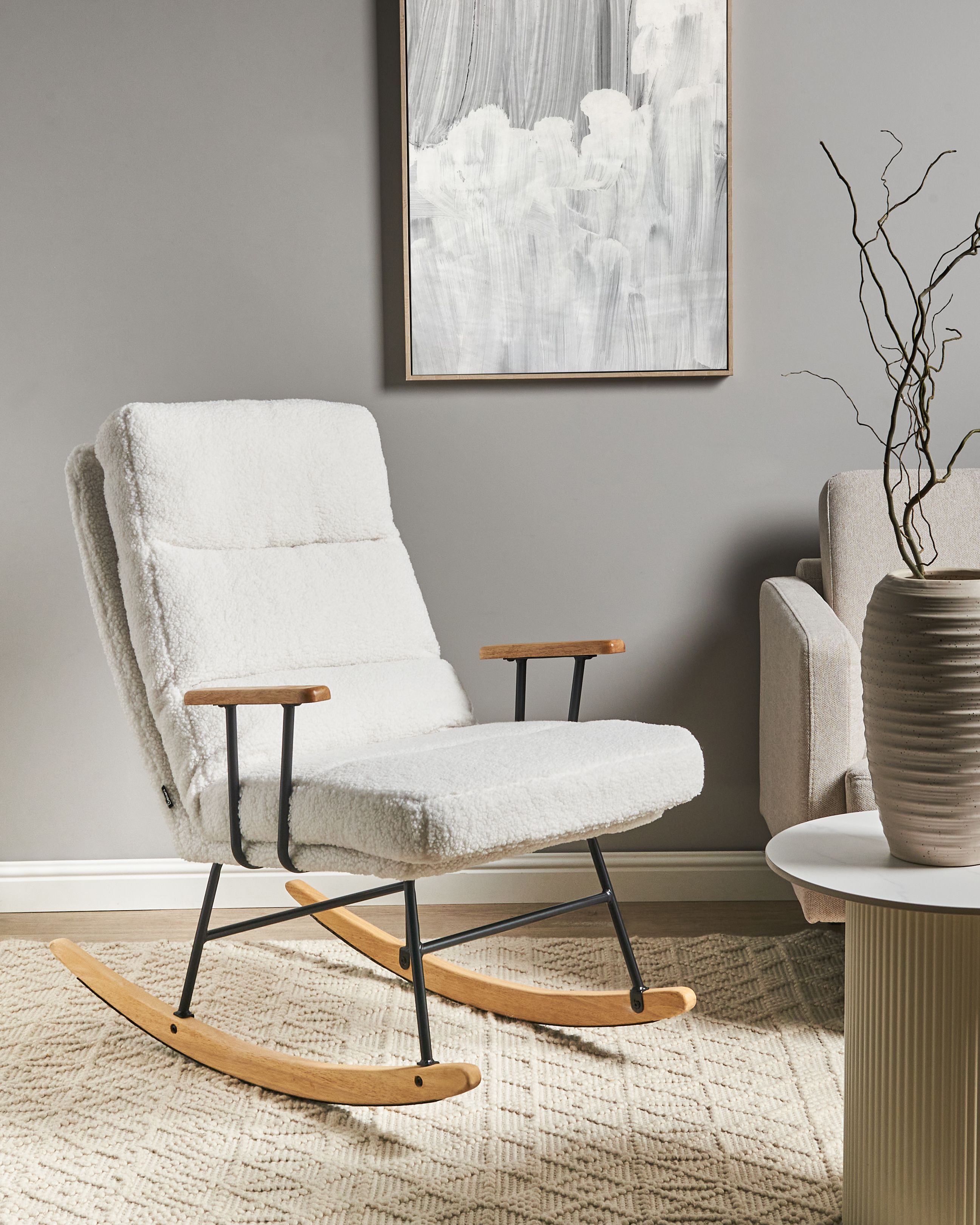 Rocking Chair ESKELIN Reclining Boucle Off-White