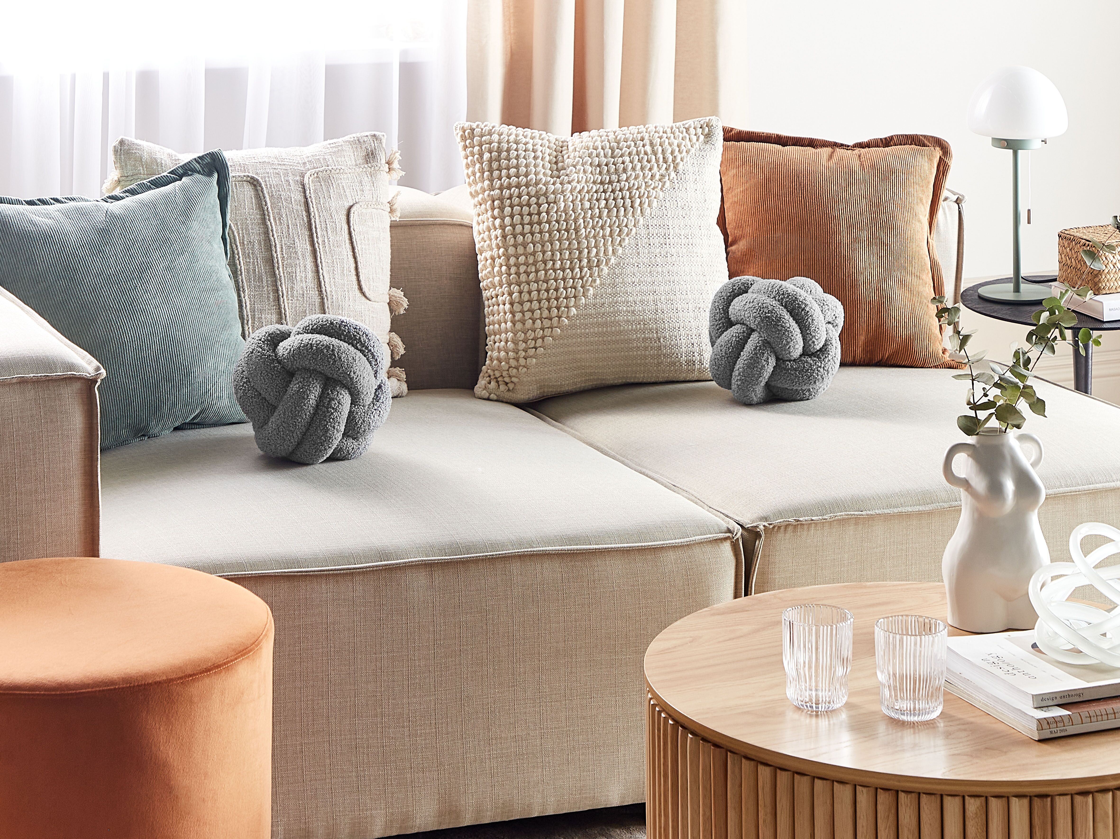 Set of 2 Decorative Cushions MALNI Boucle 19 x 19 cm Grey Solid