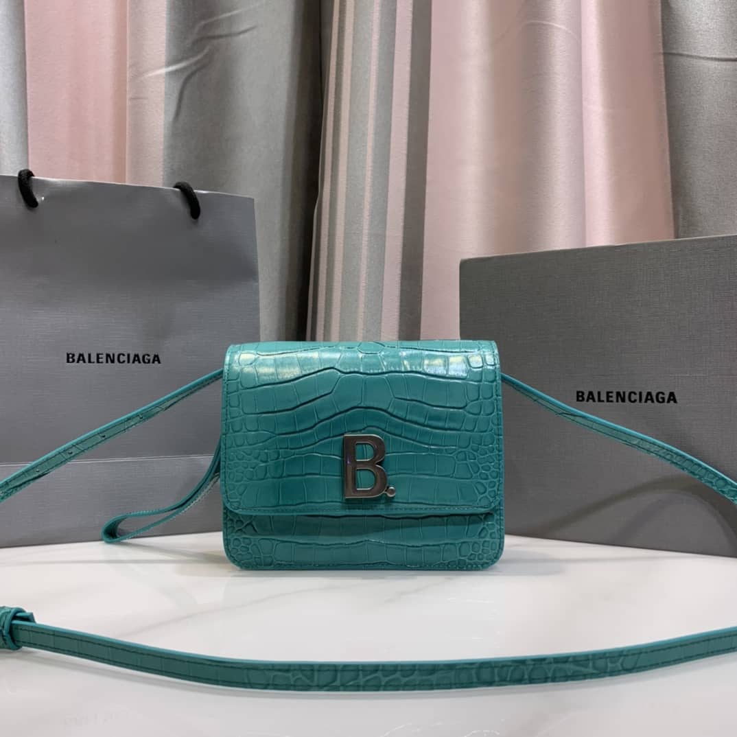 Balenciaga Crocodile Embossed Box Replica Shoulder Bag - Replicaclubs