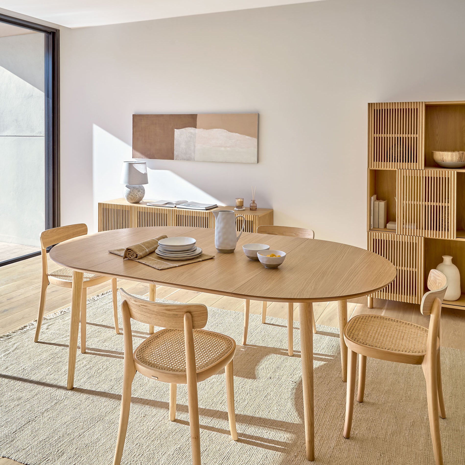 Kave Home Oqui Eettafel Uitschuifbaar Ovaal - 140/220 x 90 cm - Eiken