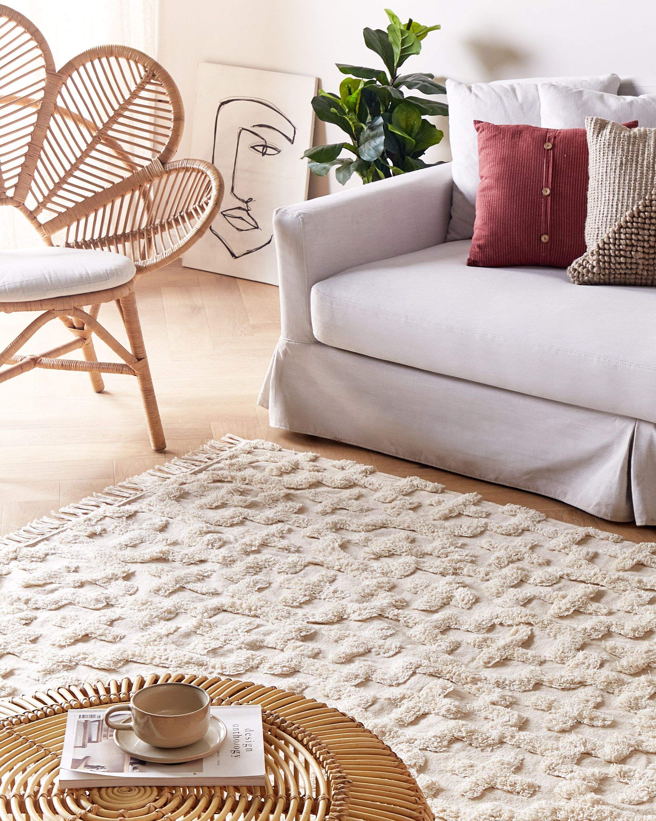 Rug ITANAGAR Beige 160 x 230 cm Cotton