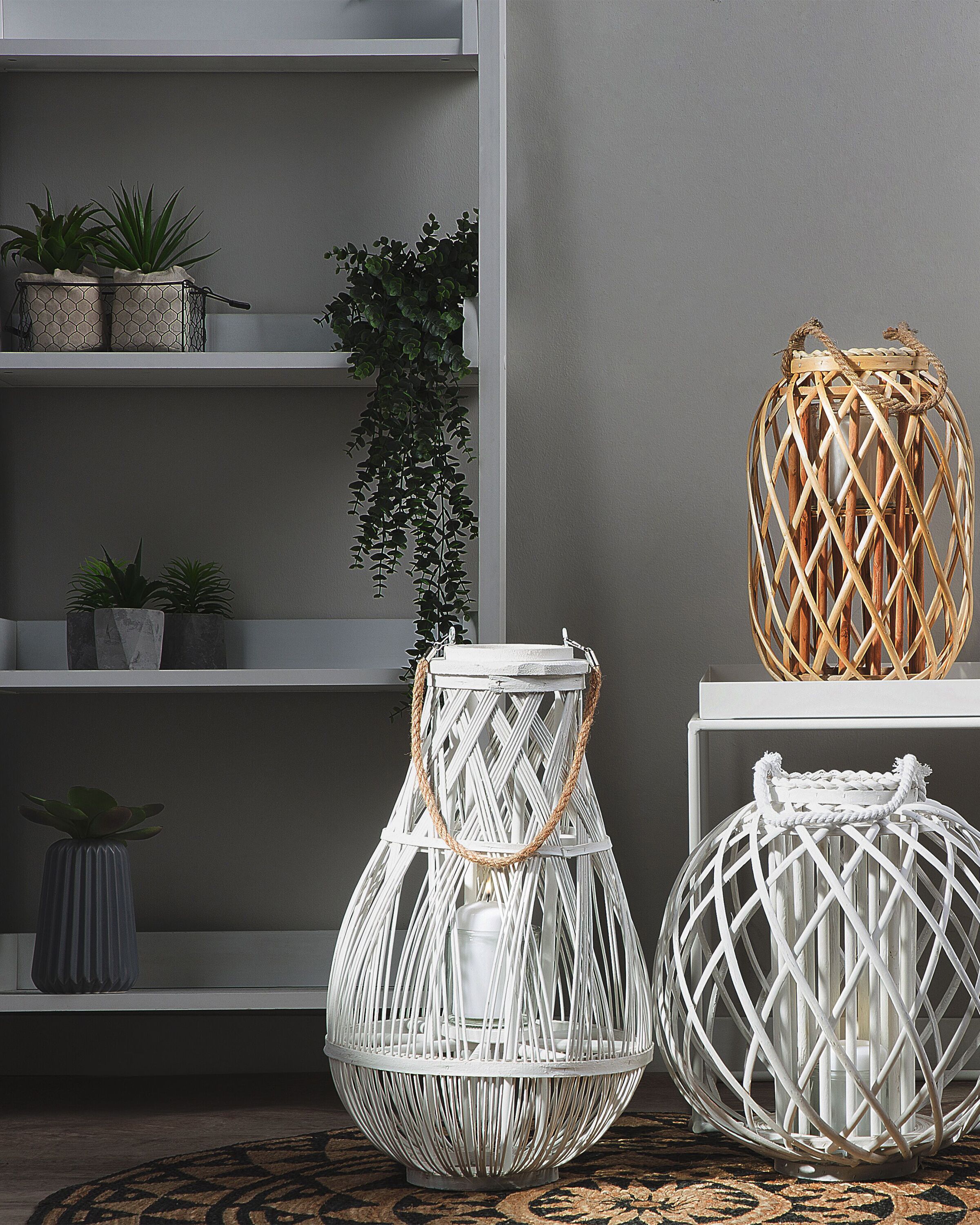Lantern TONGA Bamboo 77 cm White