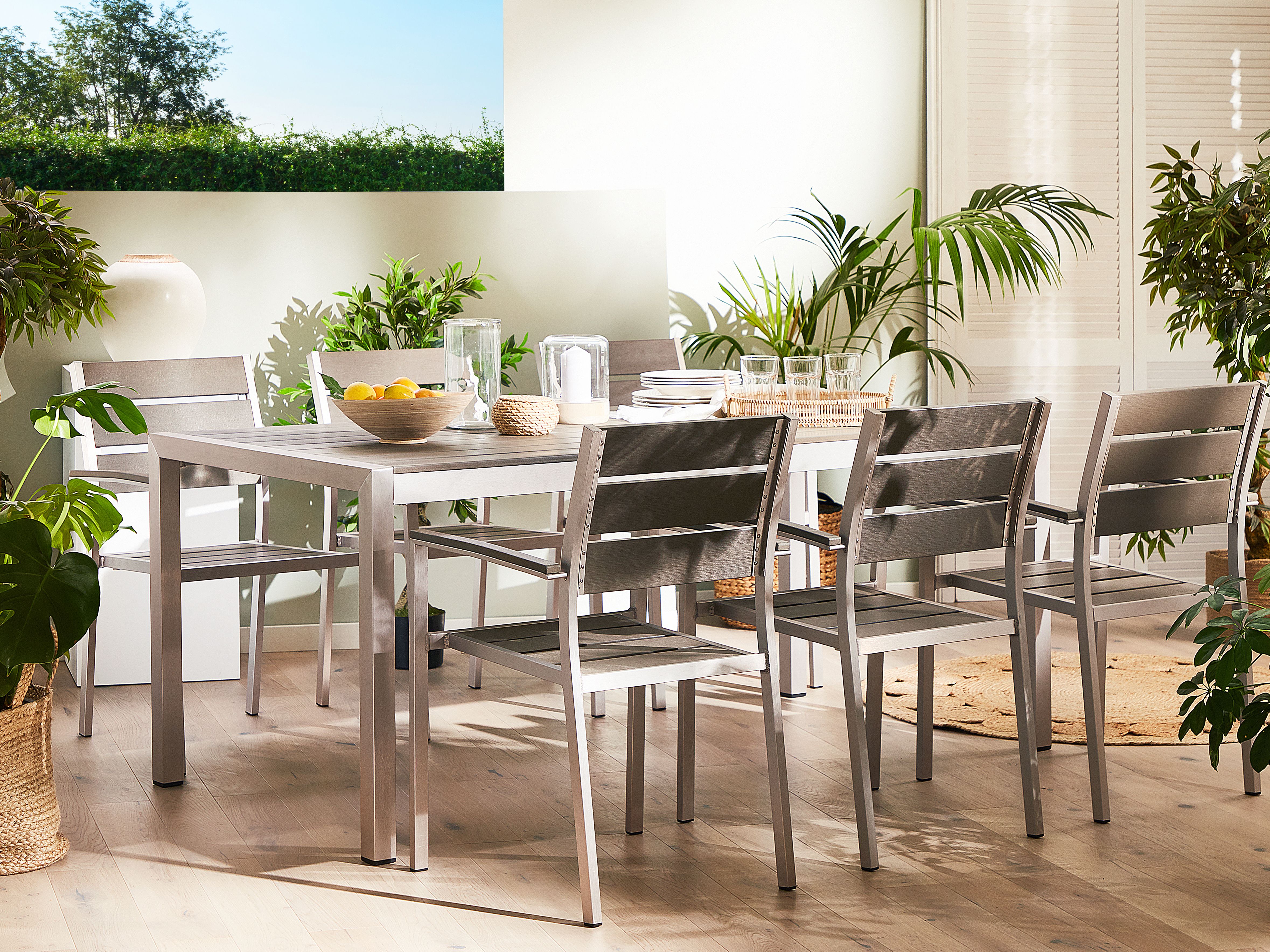 Garden Dining Table VERNIO 180 cm 90 cm Metal Grey