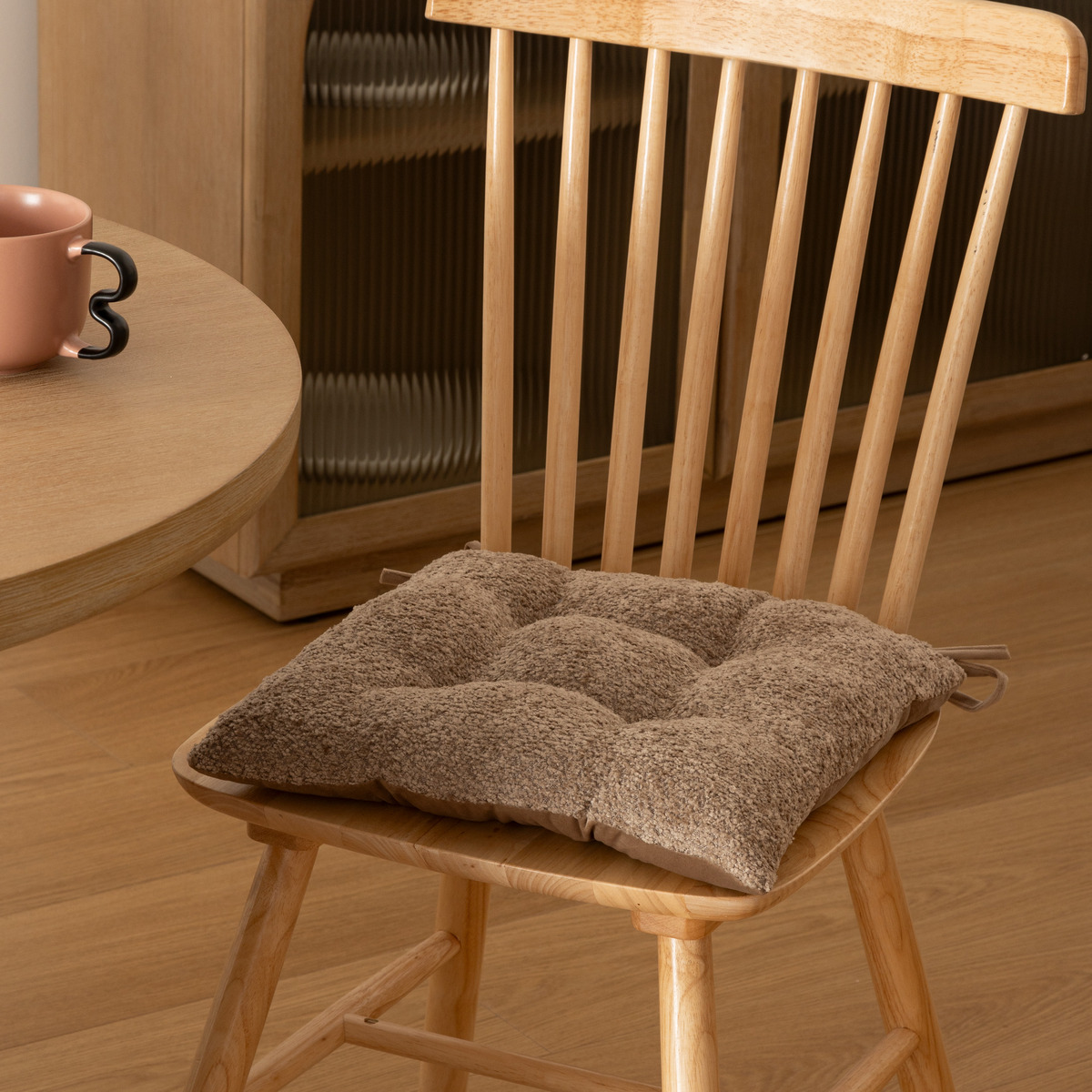 Chair pad "Soana" Beige linen, 38x38 cm