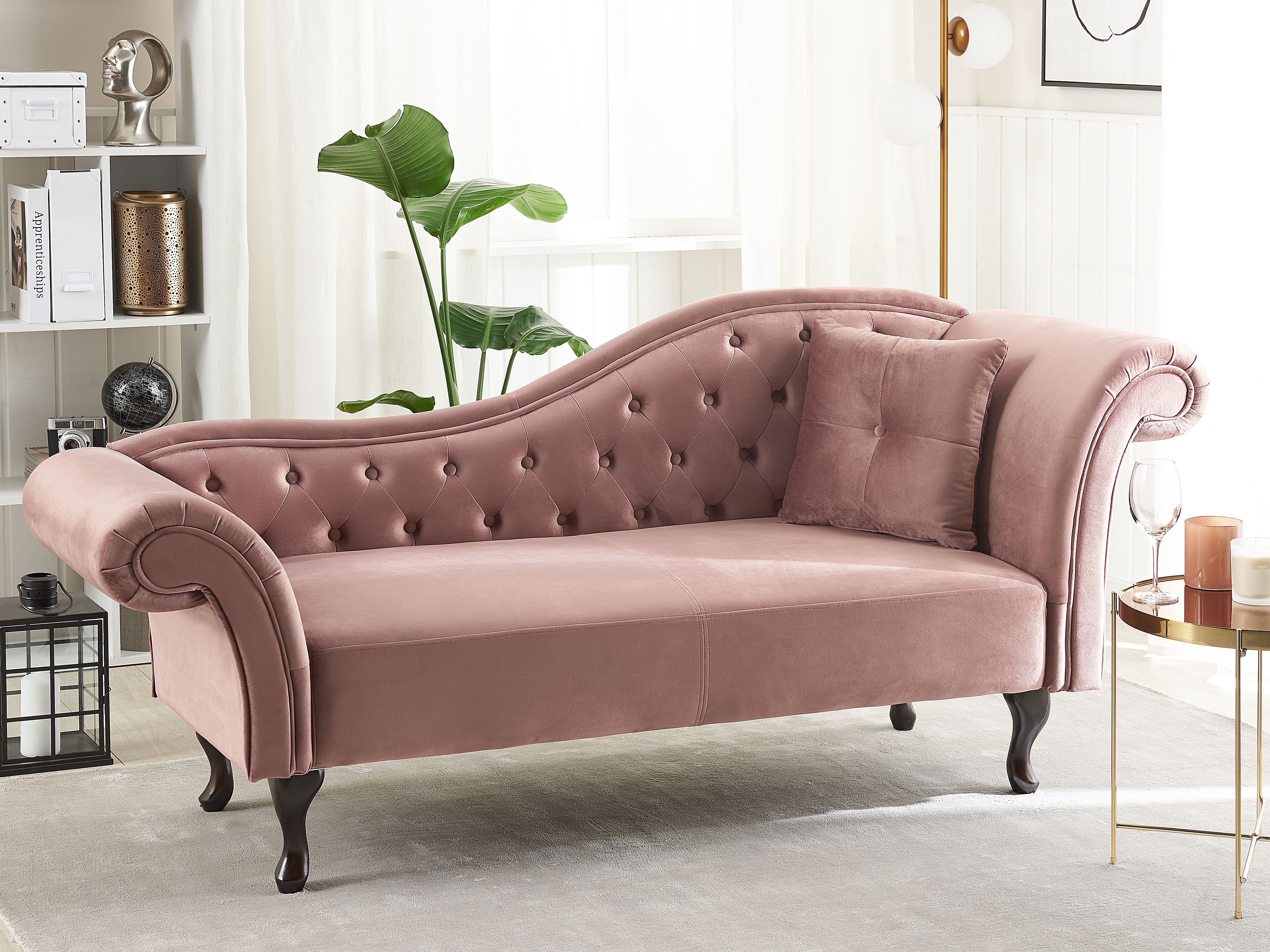Right-Hand Chaise Lounge LATTES Velvet Pink