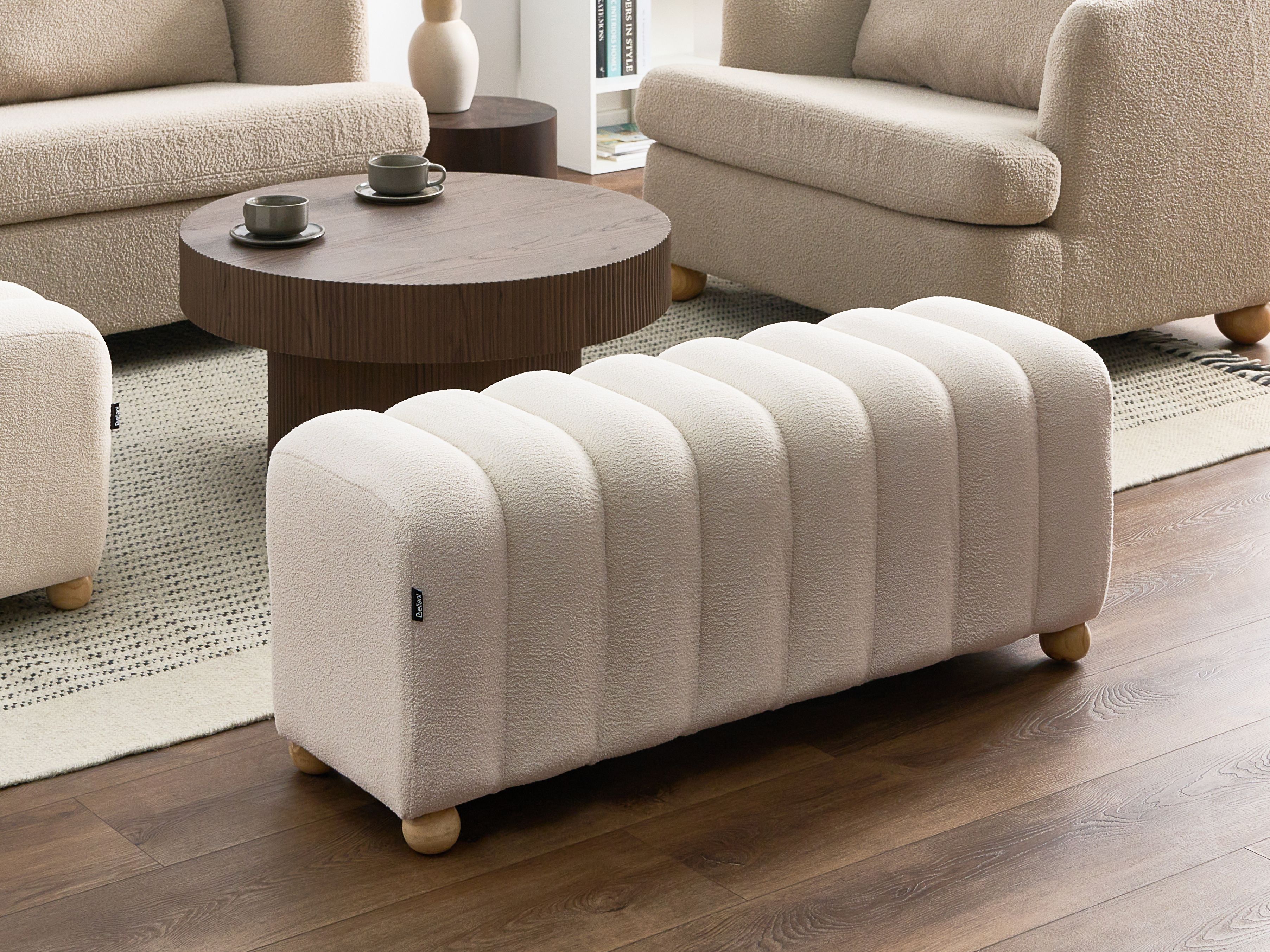 Upholstered Bench IDYLLWILD Boucle Off-White