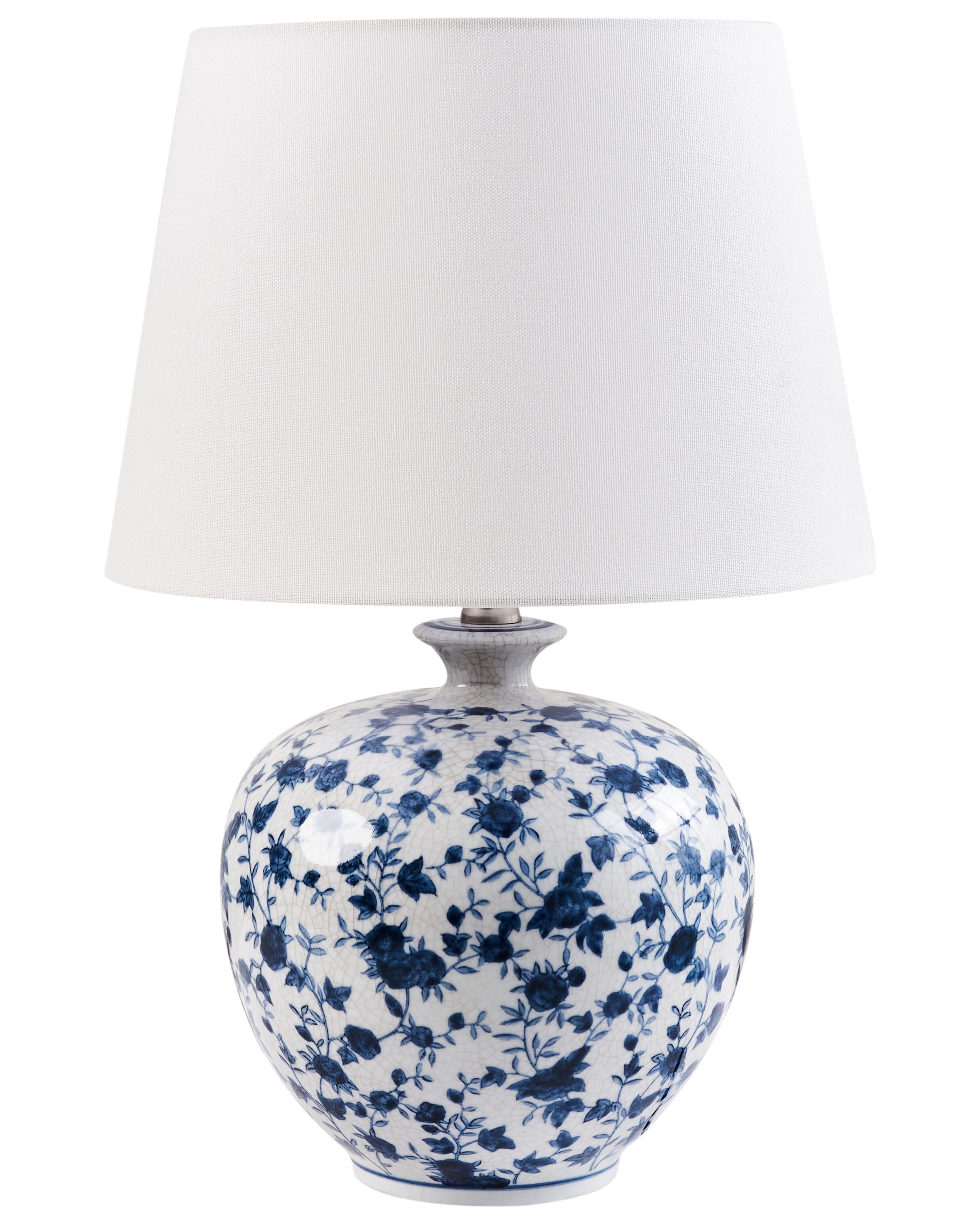 Table Lamp SILVES Porcelain White/ Blue