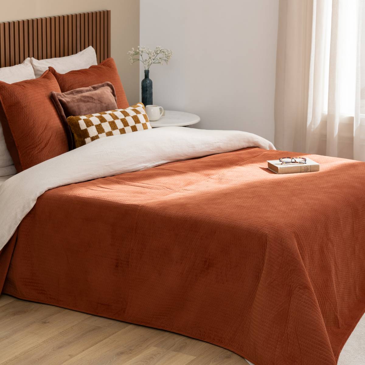 Bedspread and 2 pillowcases "Lilou" Terracotta, 260x240 cm