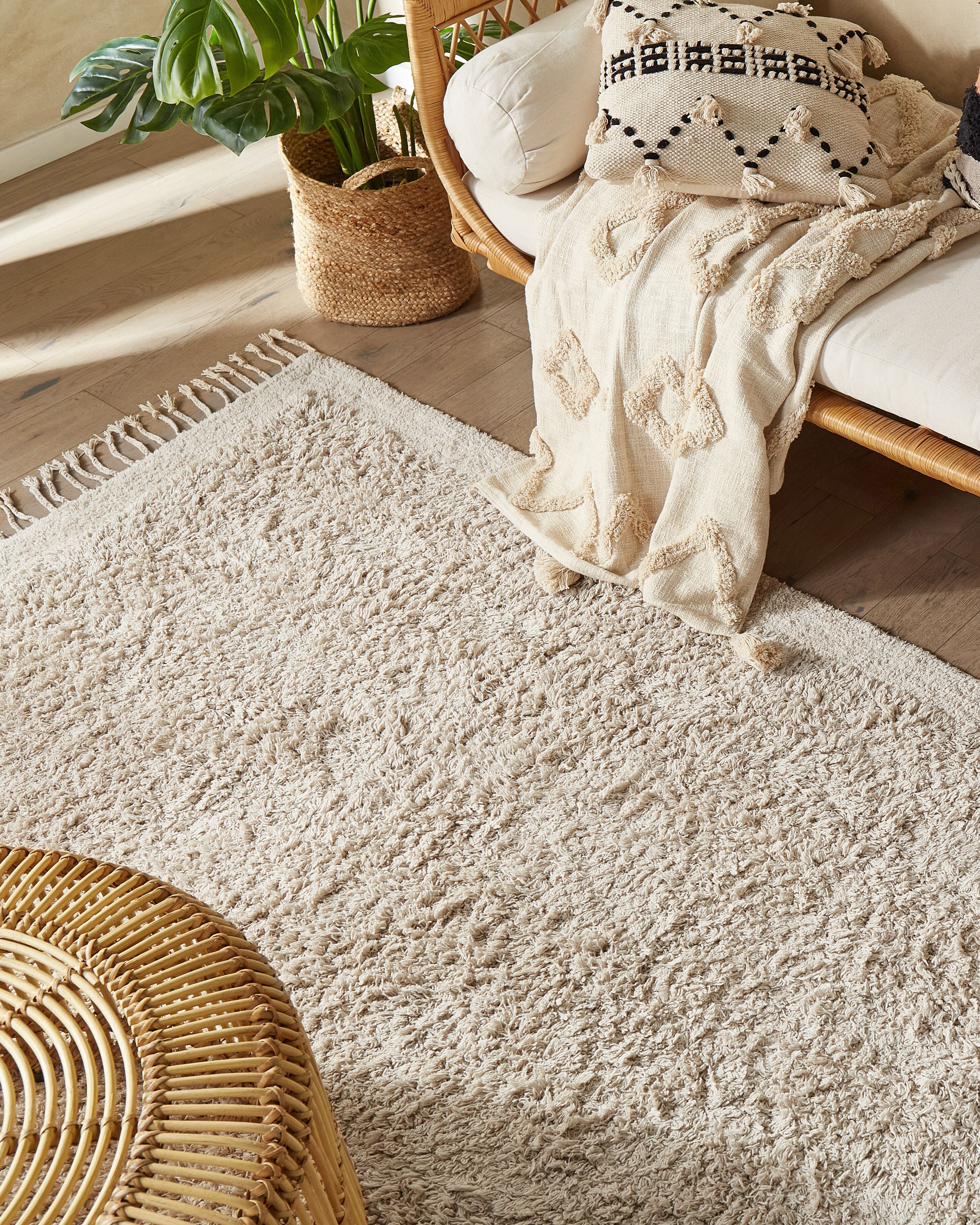 Rug BITLIS Light Beige 140 x 200 cm Cotton