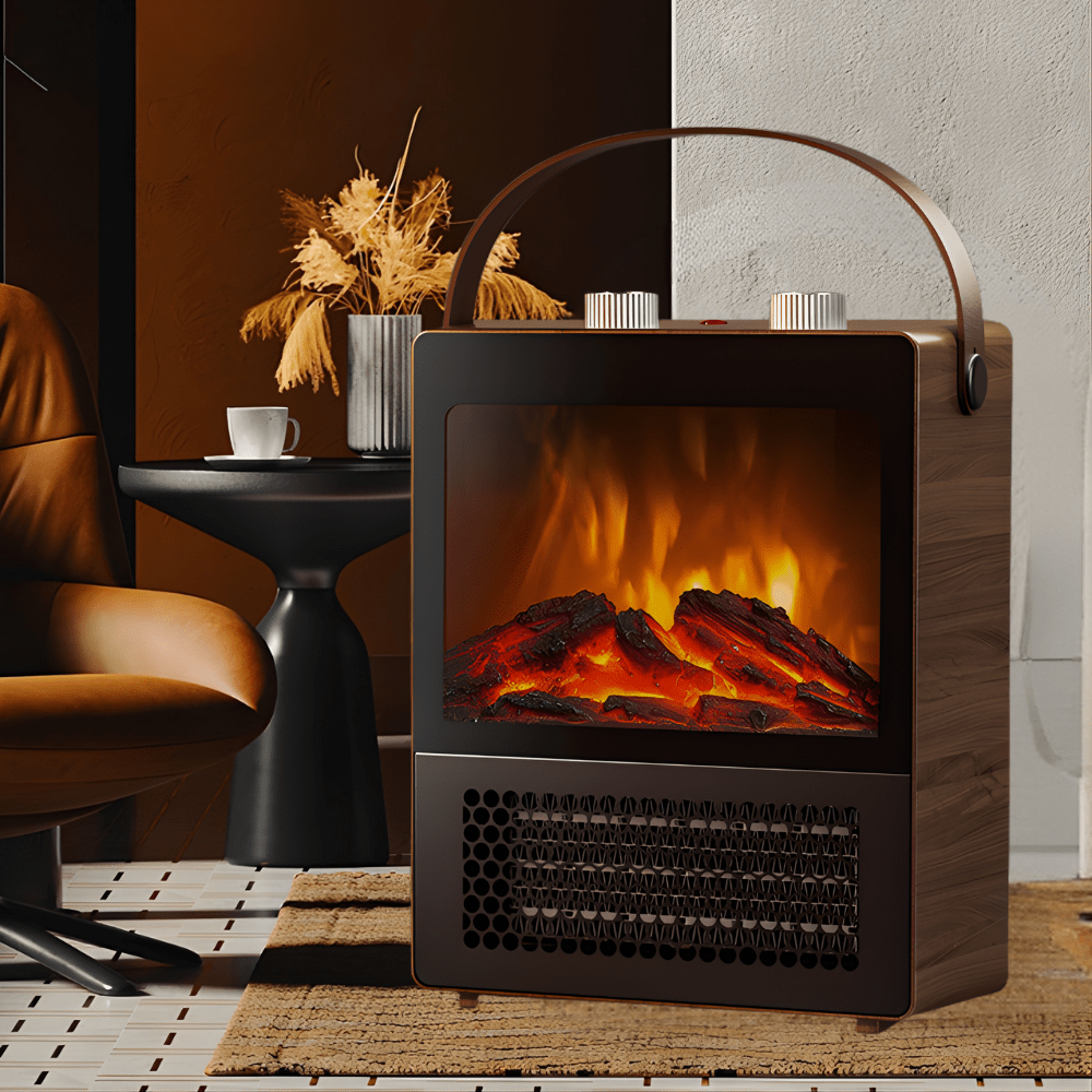 Elektrische Ruimteverwarmer met Realistisch Vlameffect en 4 Verwarmingsmodi – Draagbare Haardkachel voor Middelgrote Kamers