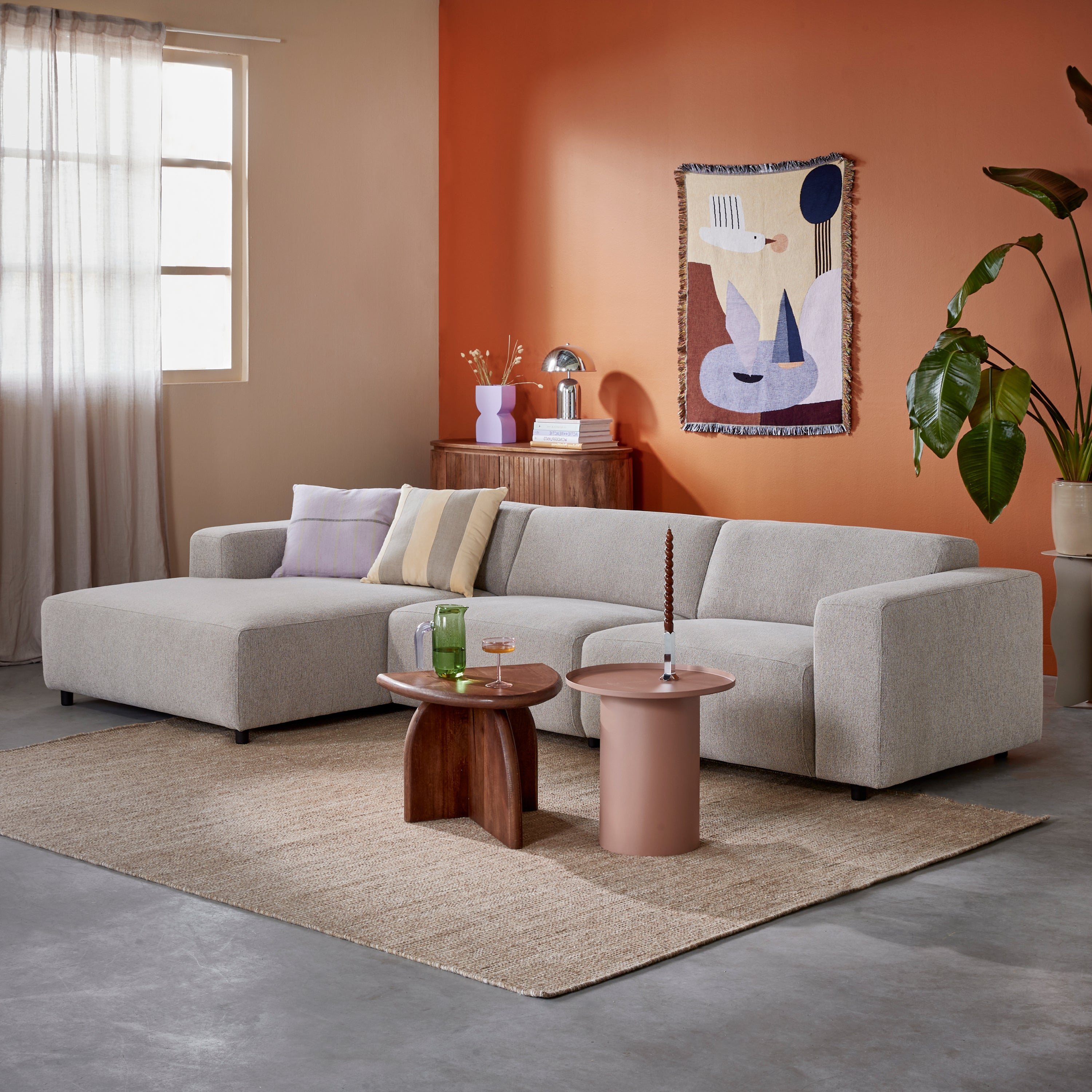 Blokker Nova Hoekbank met Chaise Longue Links - Naturel Melange