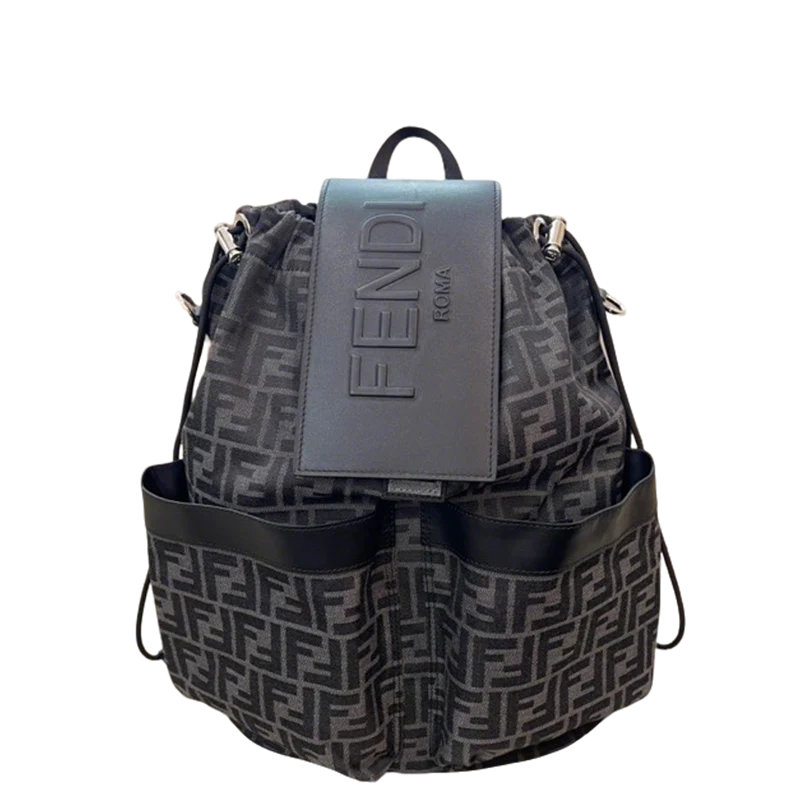 Stylish Fendi Backpack With Signature FF Pattern And Leather Branding Flap 7vz070 - Replicaclubs