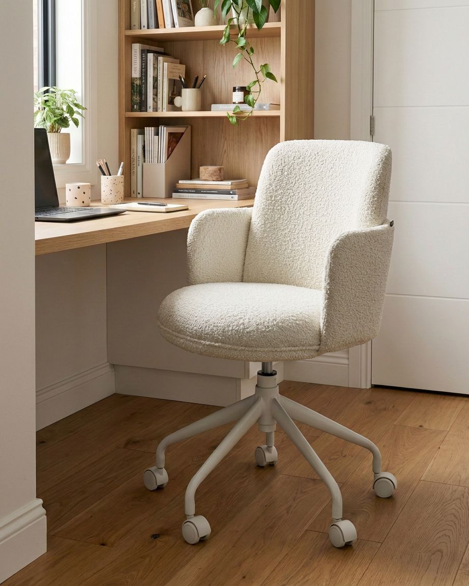 Office Chair DRYDEN Boucle Off-White