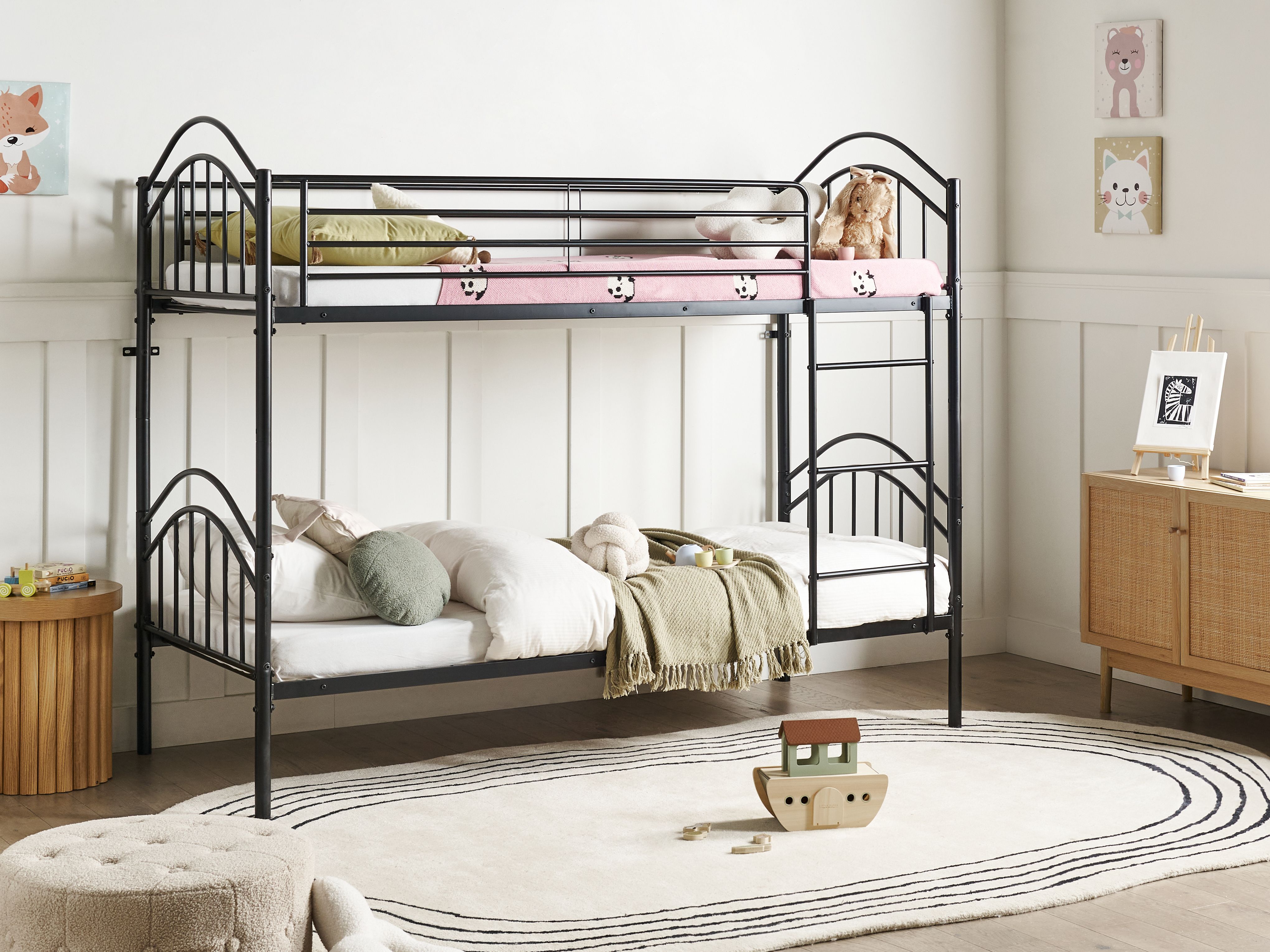 Bunk Bed Metal CHARTRES 90 x 200 cm (EU Single) Black