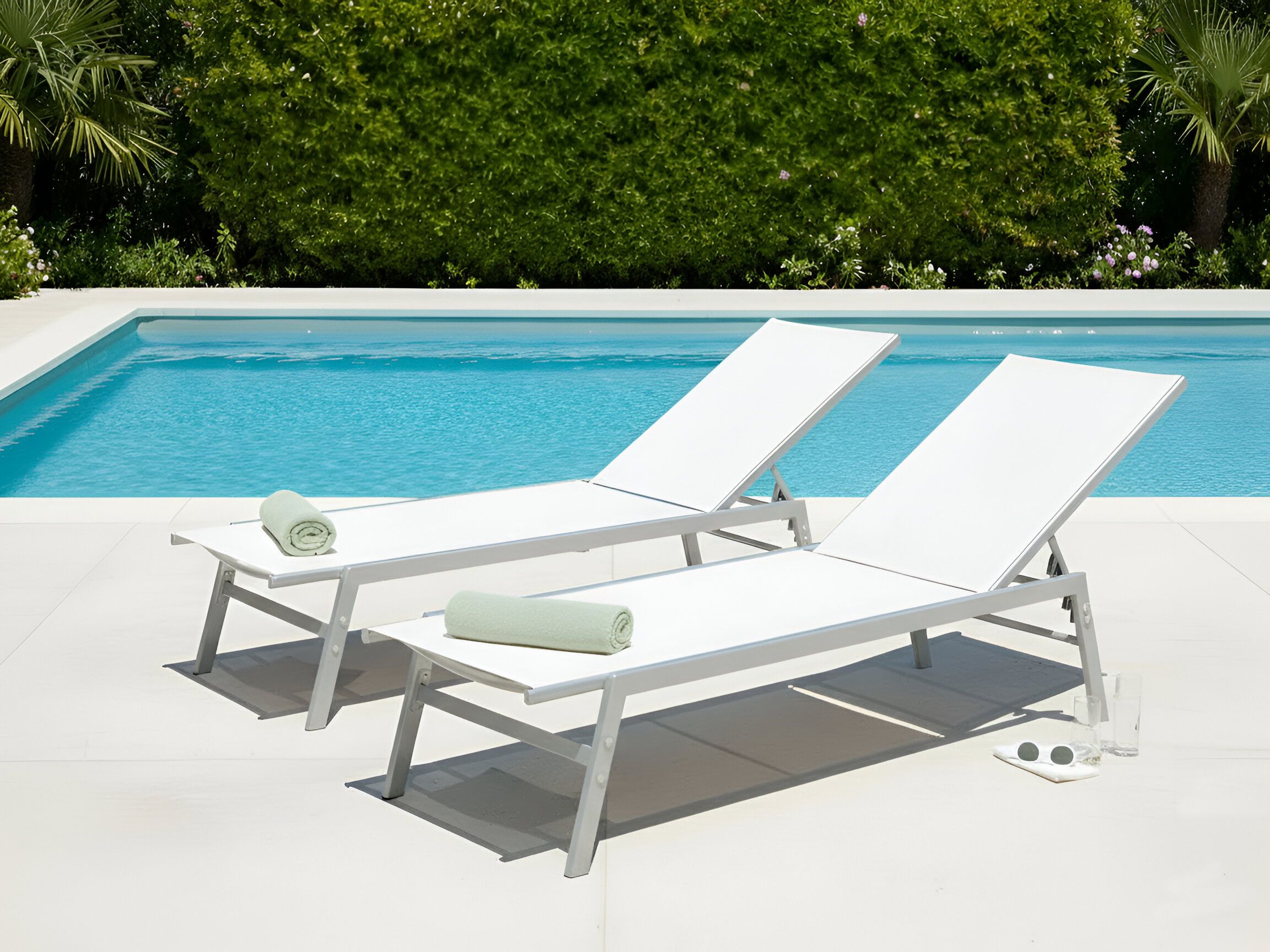 Sun Lounger NOLI Reclining Metal White