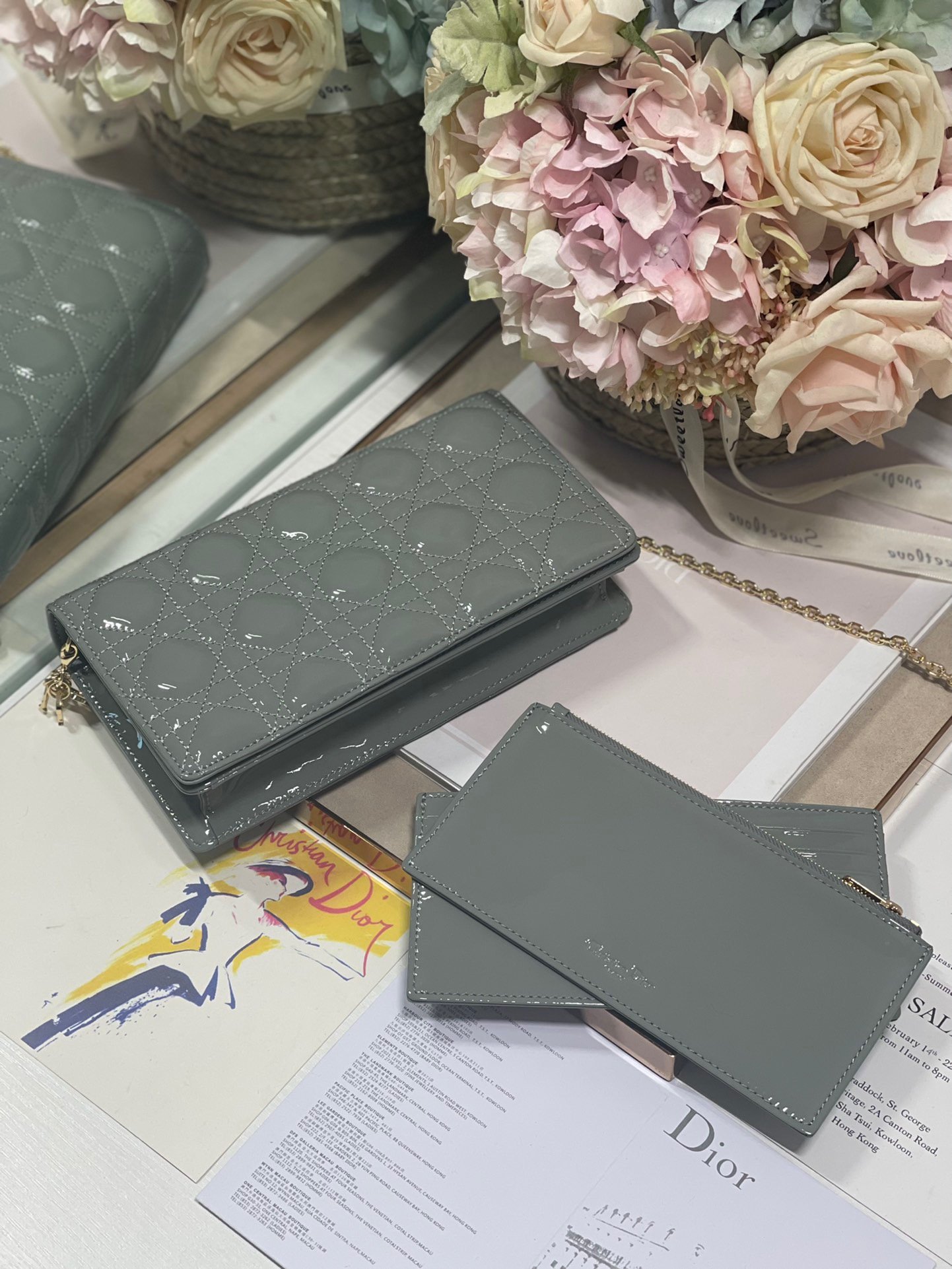 Christian Dior Lady Dior Pouch Gray, For Women, Women’s Handbags 8.5in/21.5cm CD S0204OVRB_M41G