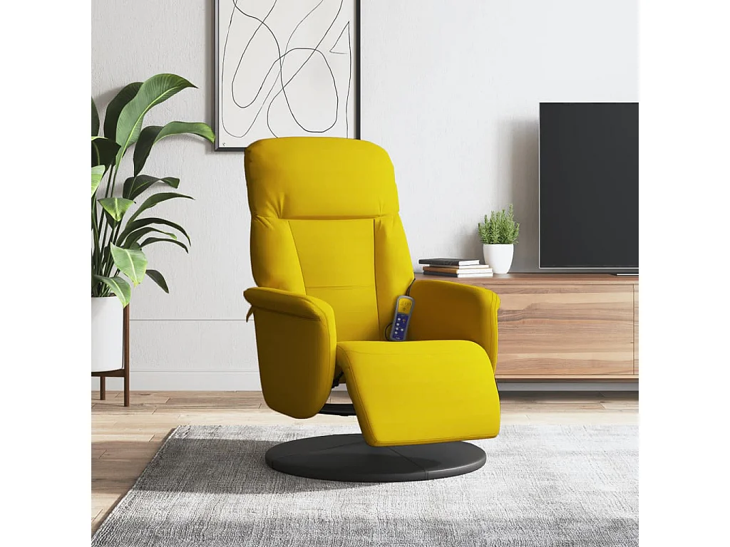 Fauteuil inclinable-Fauteuil salon de massage avec repose-pied jaune velours SHL5167