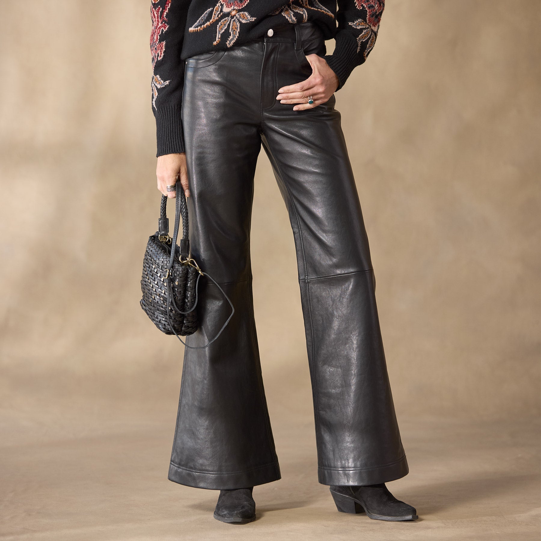 St Anton Wideleg Leather Pants - Sundance Clothing