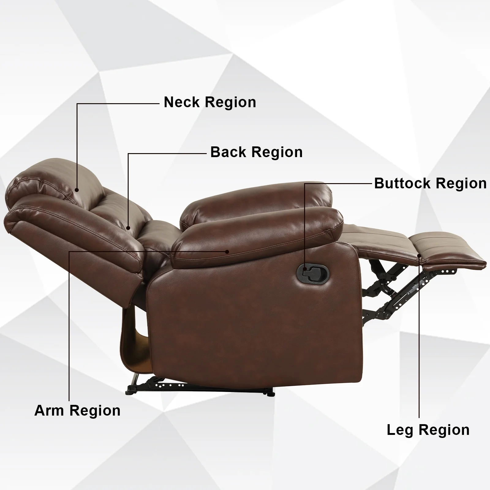 Bonzy Home Recliner Chairs for Living Room Overstuffed Breathable Fabric Reclining Chair Manual Sofa Brown - Image 28