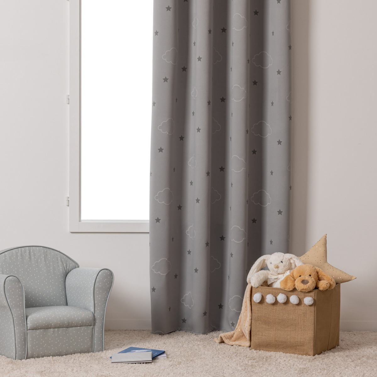 Kids blackout curtain "Cloud" Grey, 140x250 cm